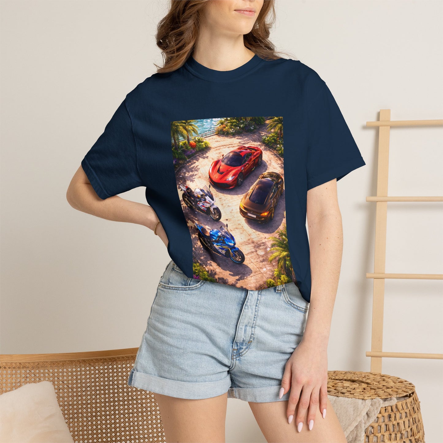 MULTI-VEHICLE - T-Shirt — Tropical Sports Cars & Motorbikes Print
