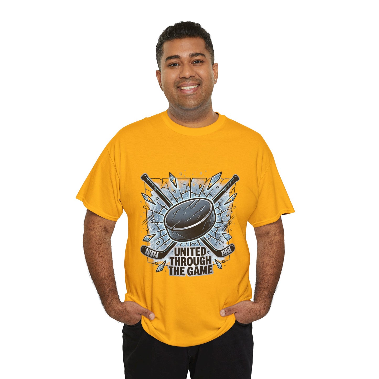 Hockey T-Shirt — "United Through the Game" Graphic Tee