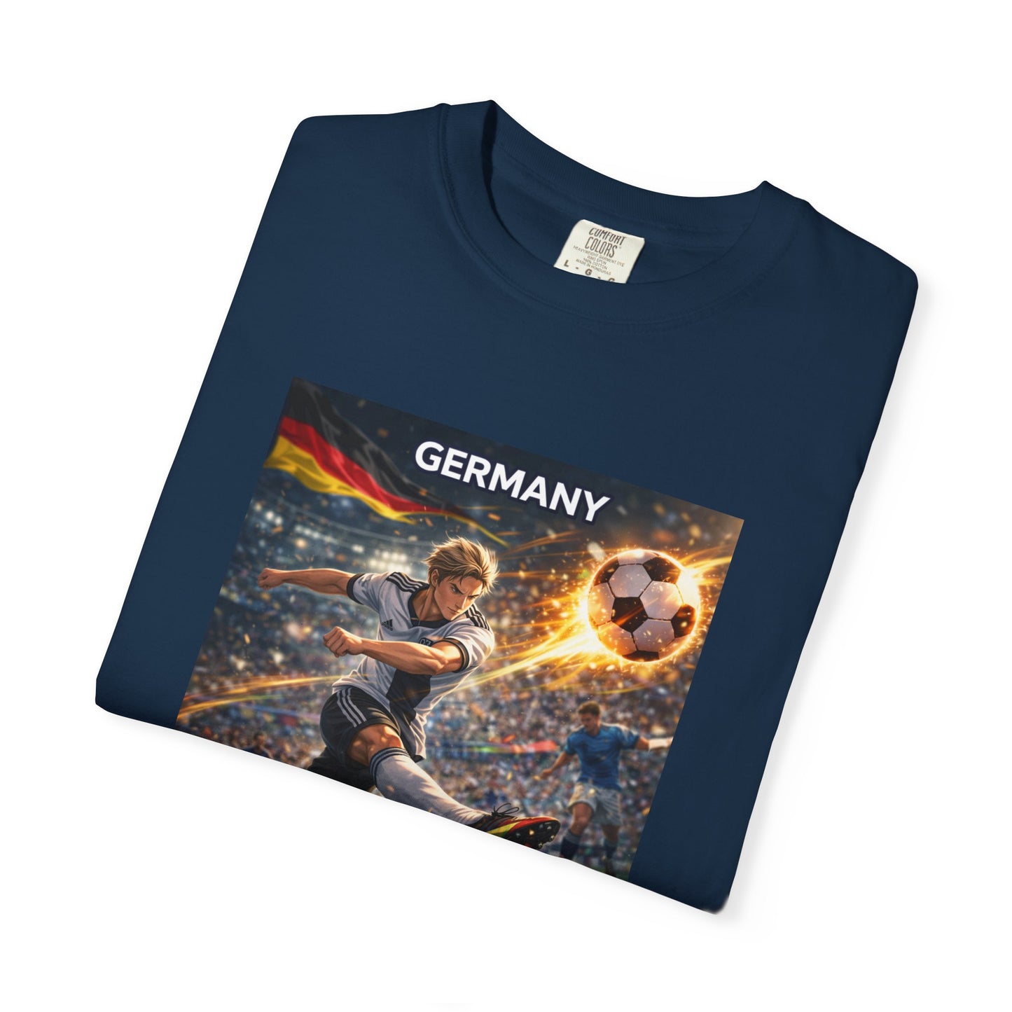 Germany Soccer Player Graphic T-Shirt — Retro Football Stadium Print