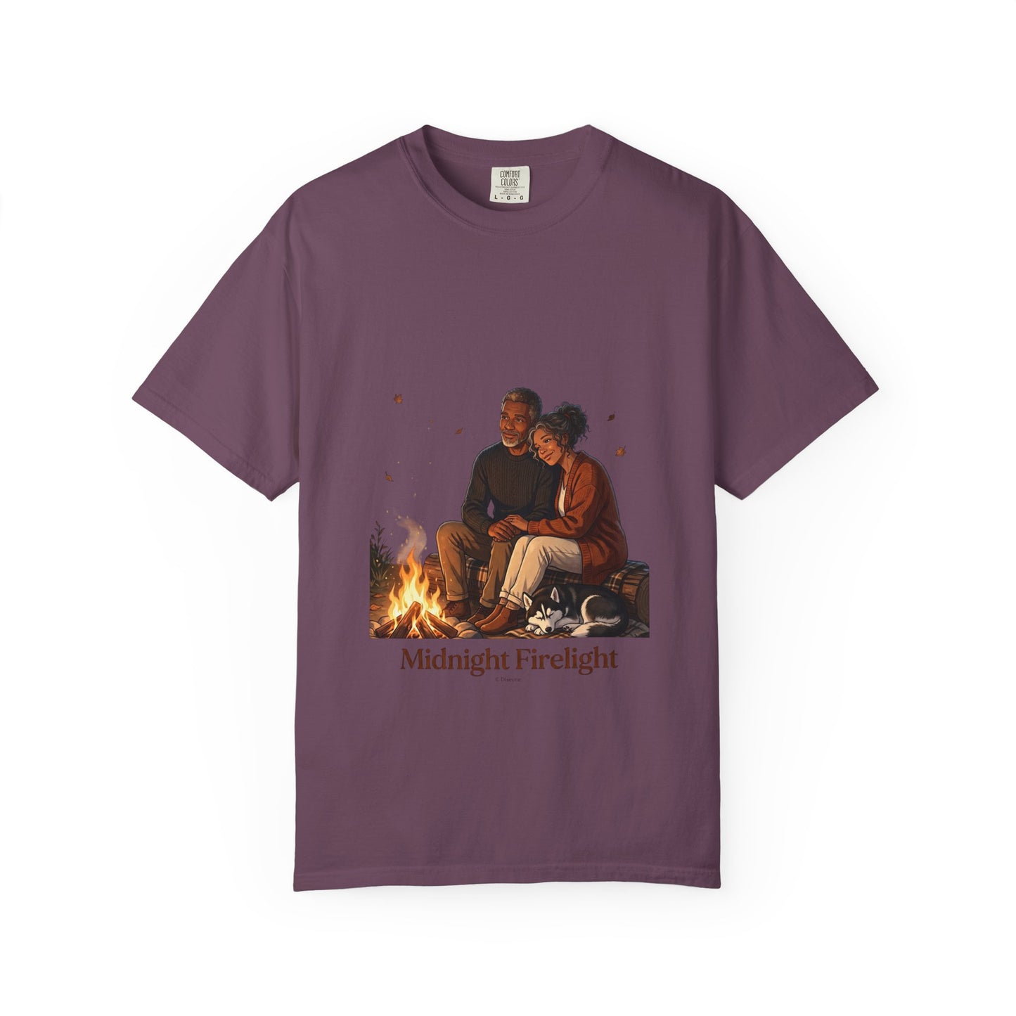 Midnight Firelight T-Shirt — Cozy Couple Campfire Graphic Tee