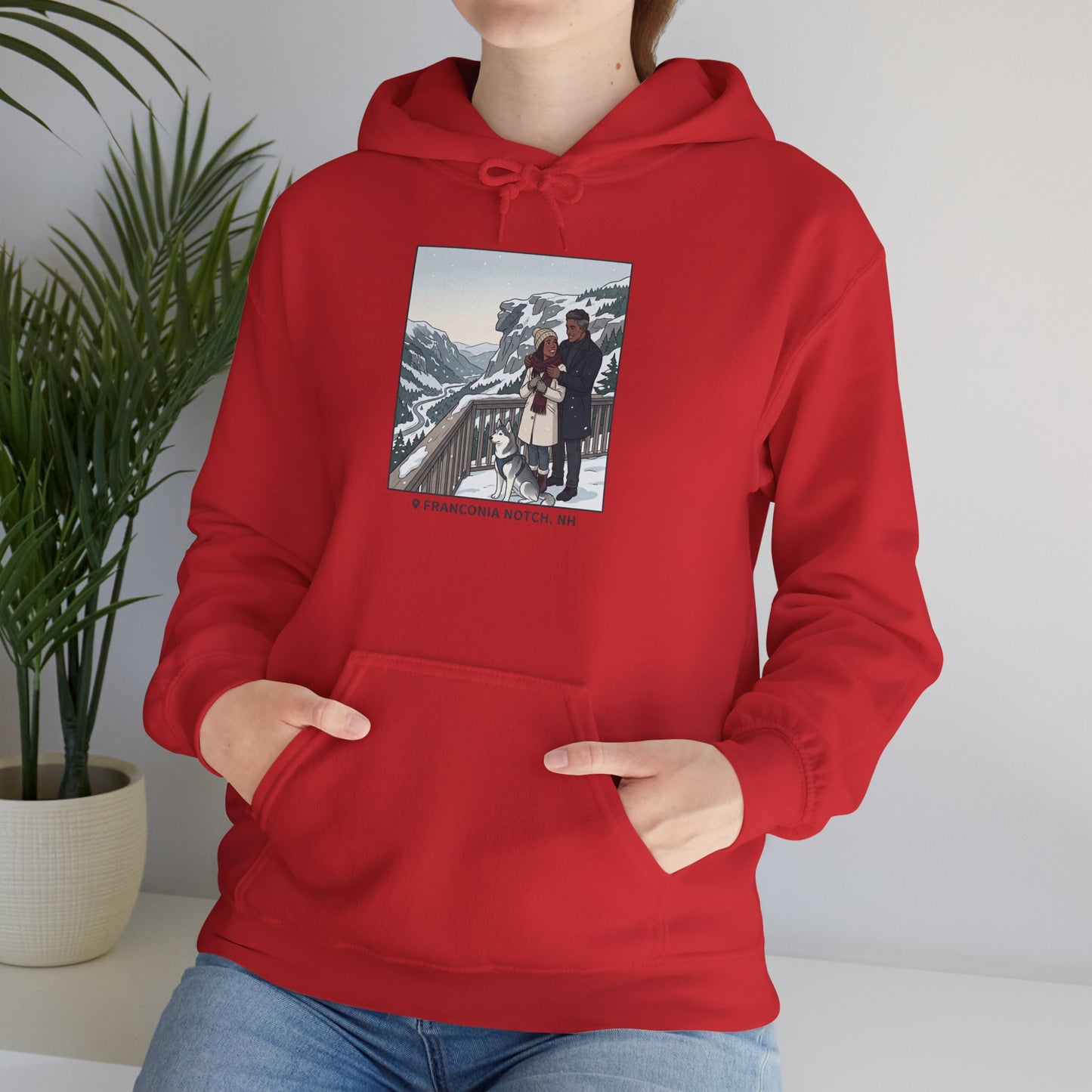 Winter Couple Photo Hoodie — Vintage Alps Travel Graphic Sweatshirt