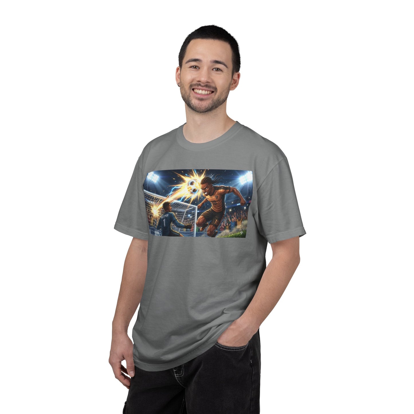 Soccer Goal Explosion T-Shirt — Action-Packed Football Graphic Tee