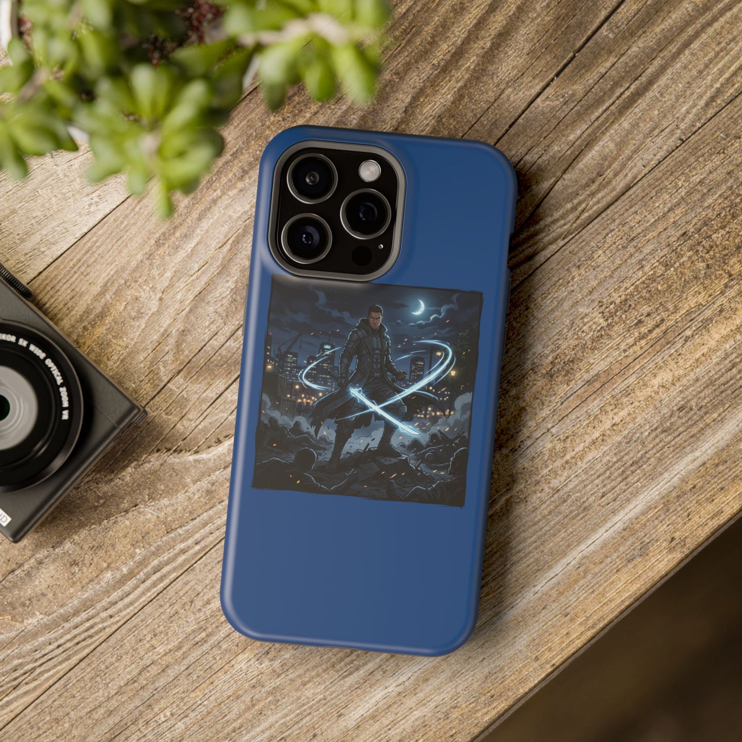 Magnetic Impact-Resistant Phone Case — Night Warrior Sci‑Fi Design