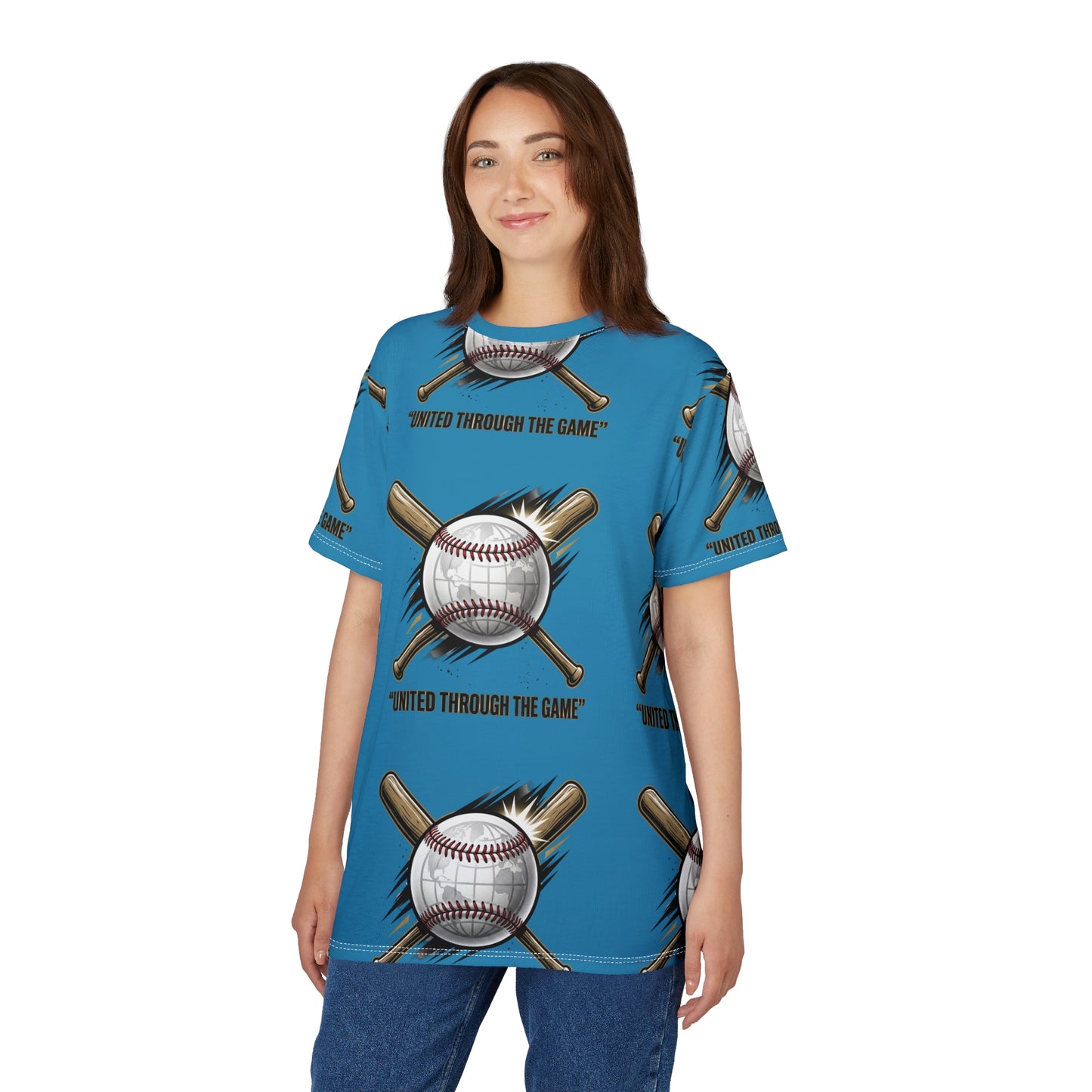 Baseball Crossed Bats All-Over Print Tee — "United Through the Game"