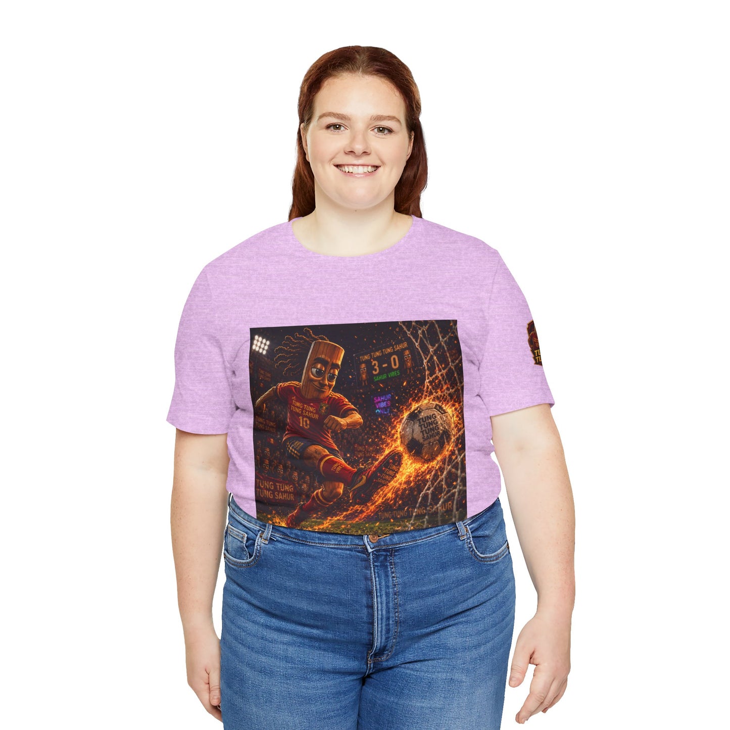 Tung Tung Tung Sahur Soccer Kick Firestorm Graphic Tee — ‘Goal’ Animated Kick Design