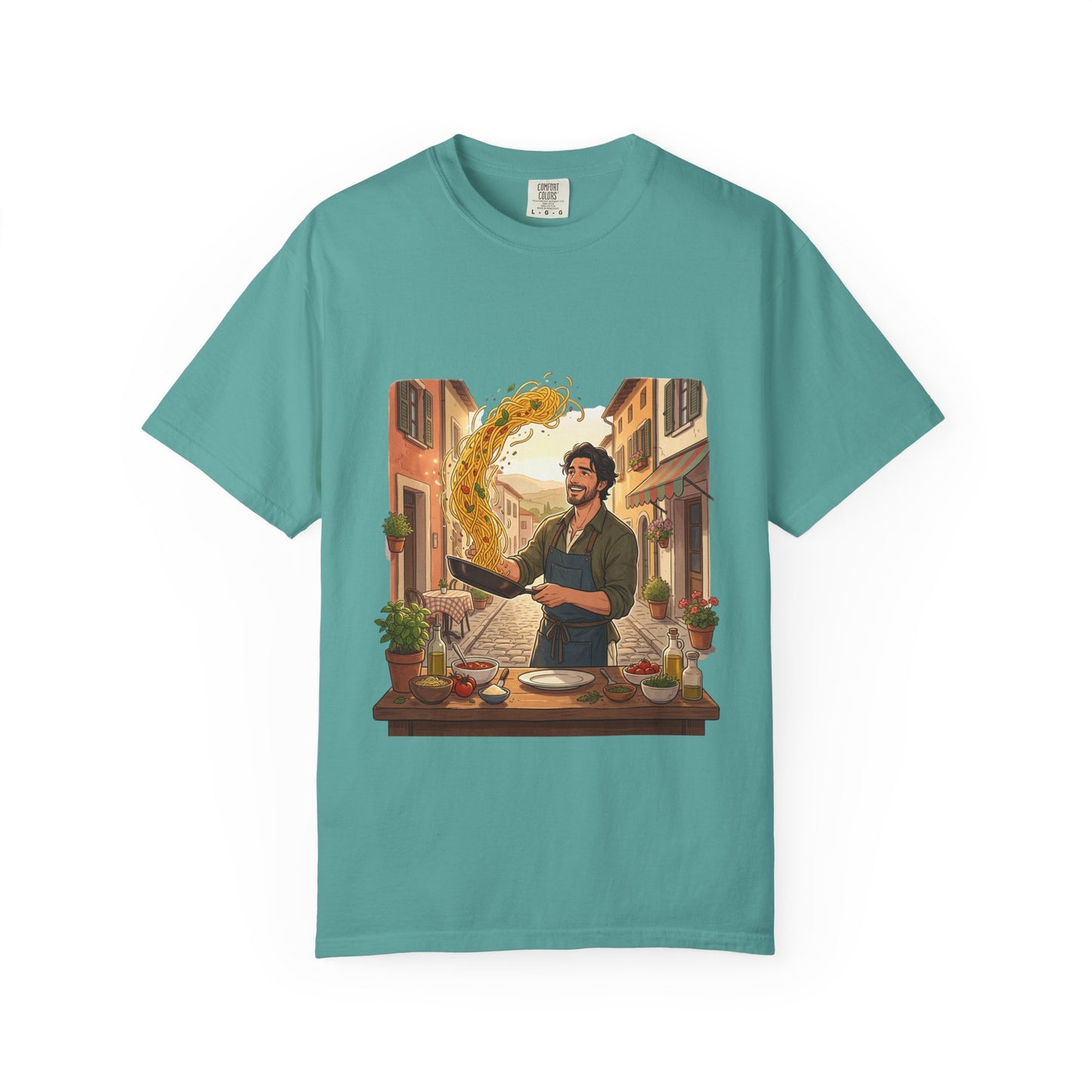 Italian Chef Pasta Toss T-Shirt — Vintage Street Kitchen Cooking Graphic Tee