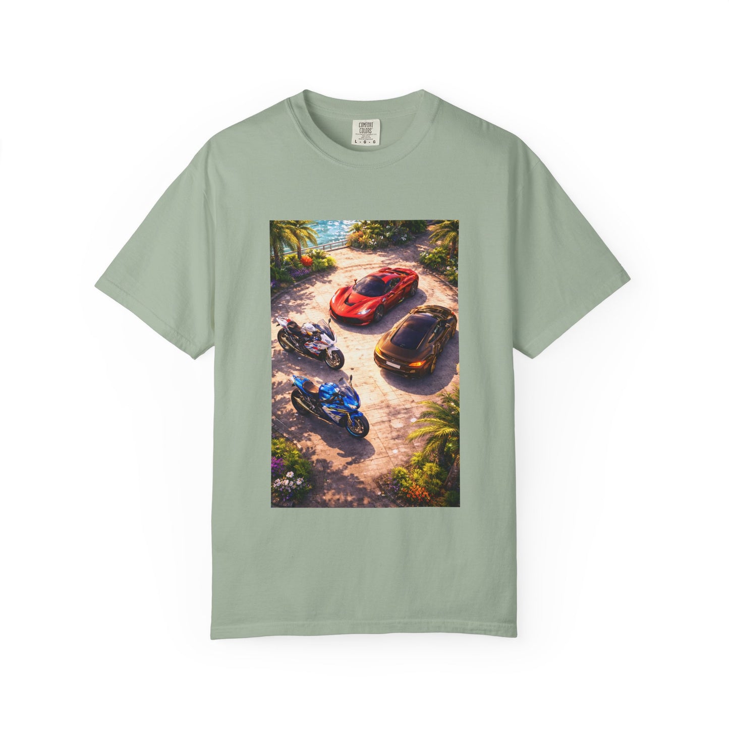 MULTI-VEHICLE - T-Shirt — Tropical Sports Cars & Motorbikes Print