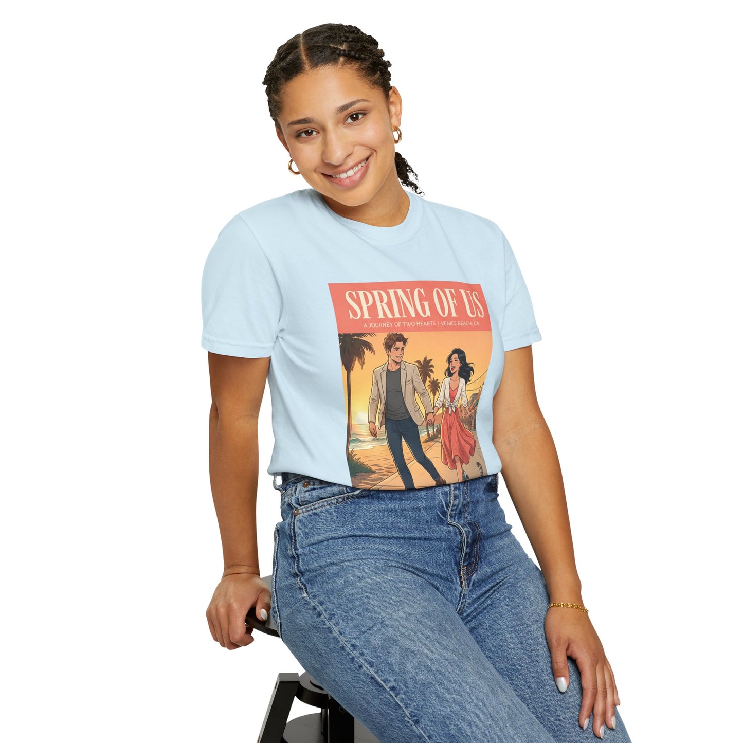 Spring of Us T-Shirt — Vintage Romantic Beach Couple Graphic Tee