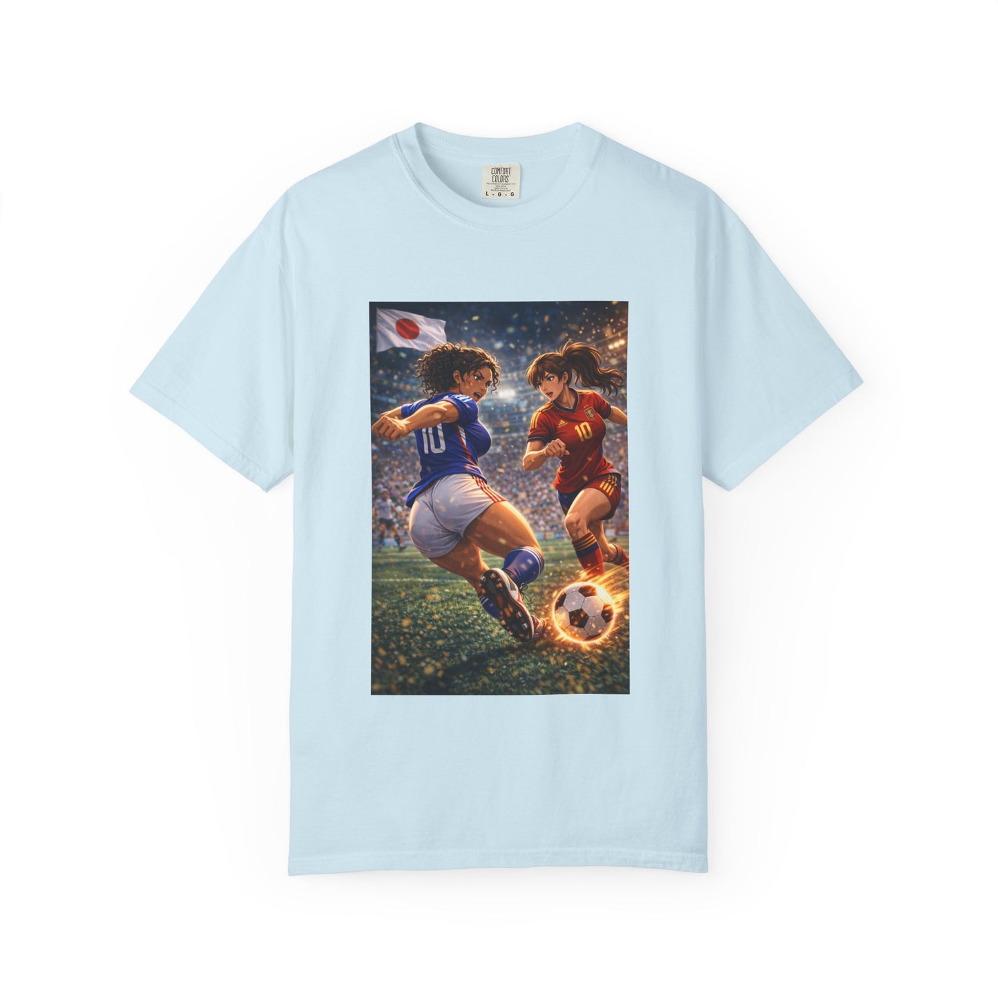 JAPAN Soccer Duel Graphic T-Shirt — Intense Japan vs Spain Football Art