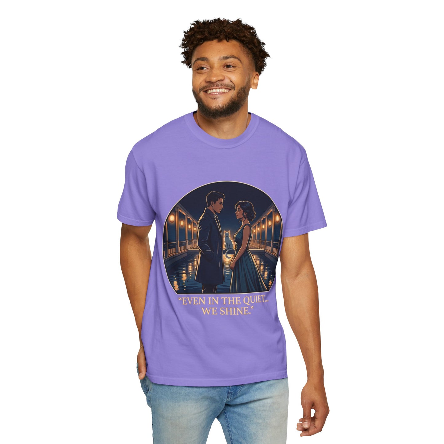 Romantic Night Stroll T-Shirt — "Even in the Quiet... We Shine" Graphic Tee