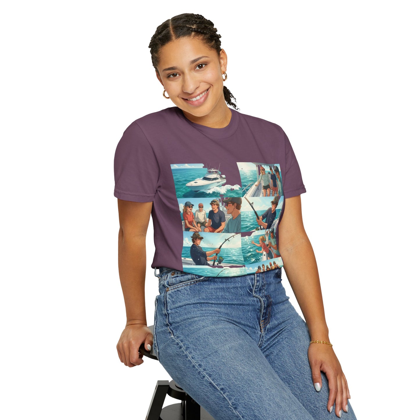 Deep Sea Energy (Friends Fishing Edition) Fishing Trip Photo Collage T-Shirt