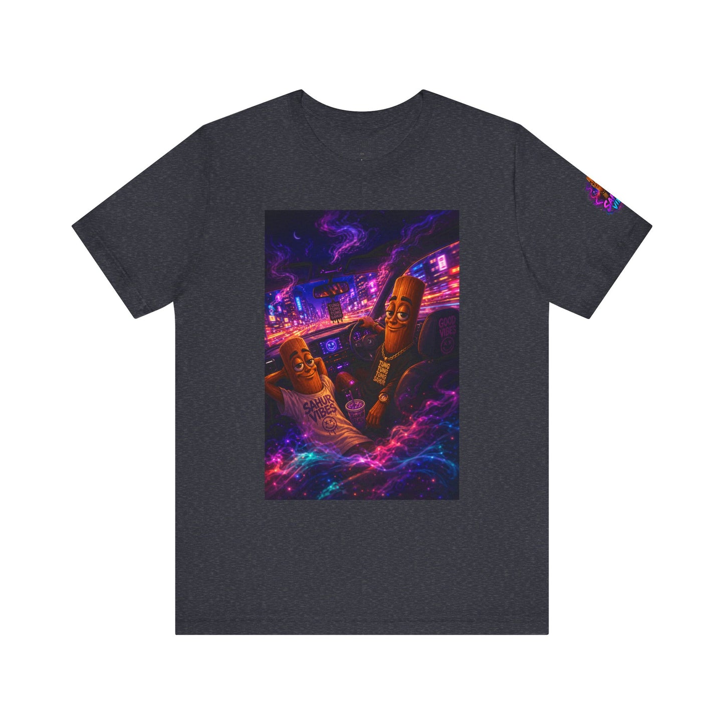 Tung Tung Tung Sahur Who Ride Like Us T-Shirt — Night Cruise Vaporwave Graphic Tee