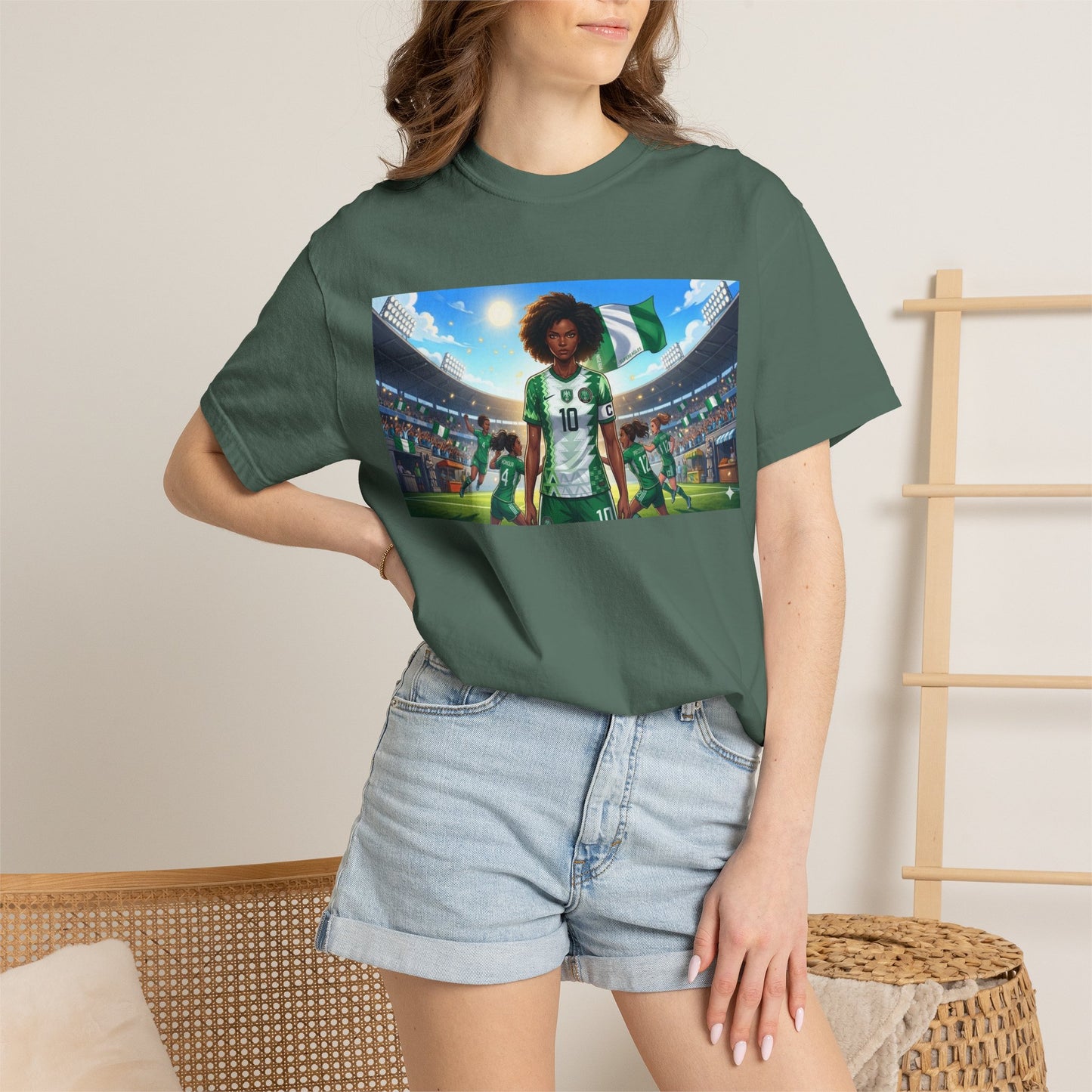 Commander- Female- Nigerian Soccer Player Stadium  - T-shirt - Graphic Tee