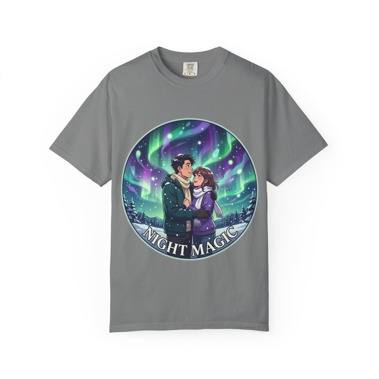 Night Magic T-Shirt — Northern Lights Couple Illustration