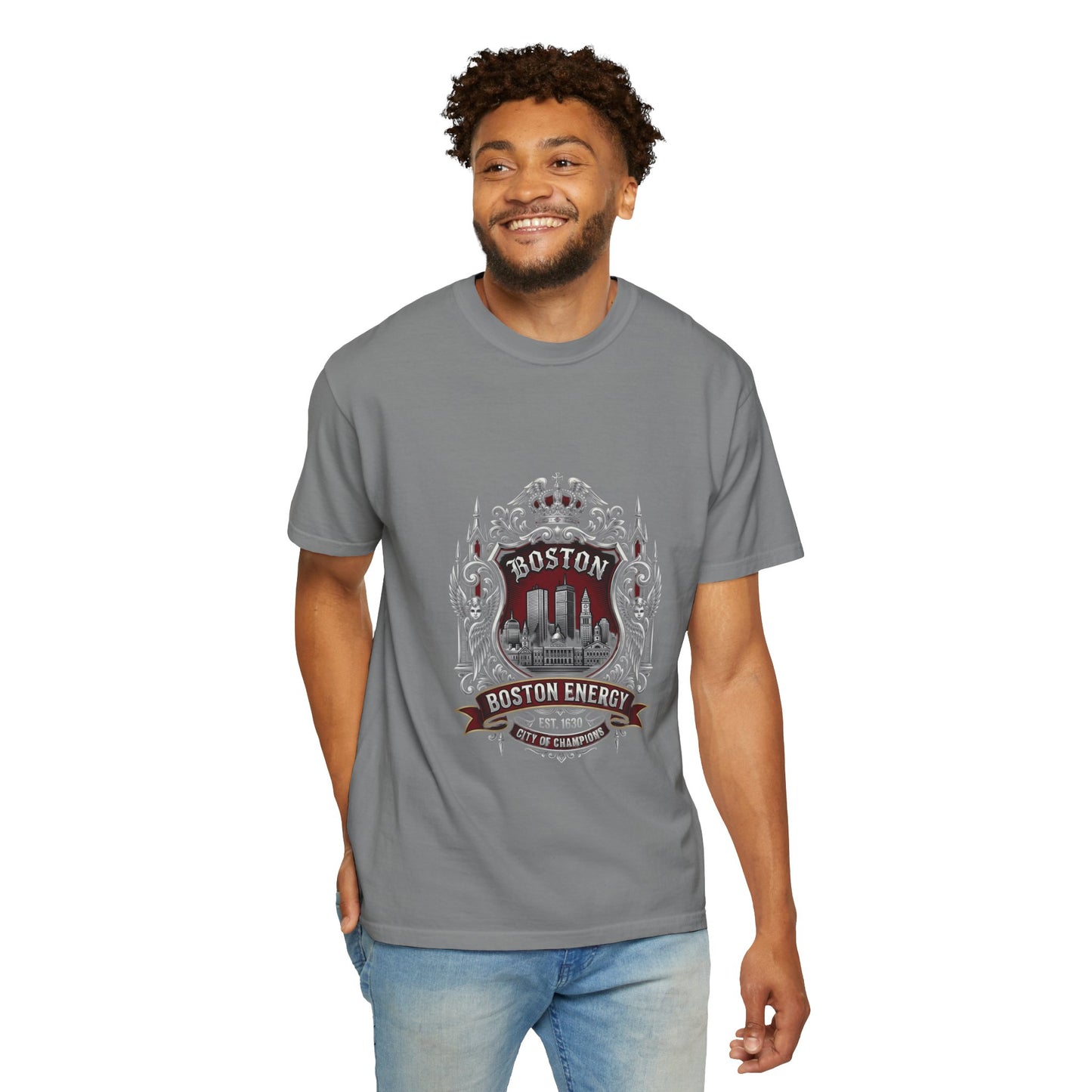 Boston Energy Vintage Crest T-Shirt — Retro City Skyline Tee