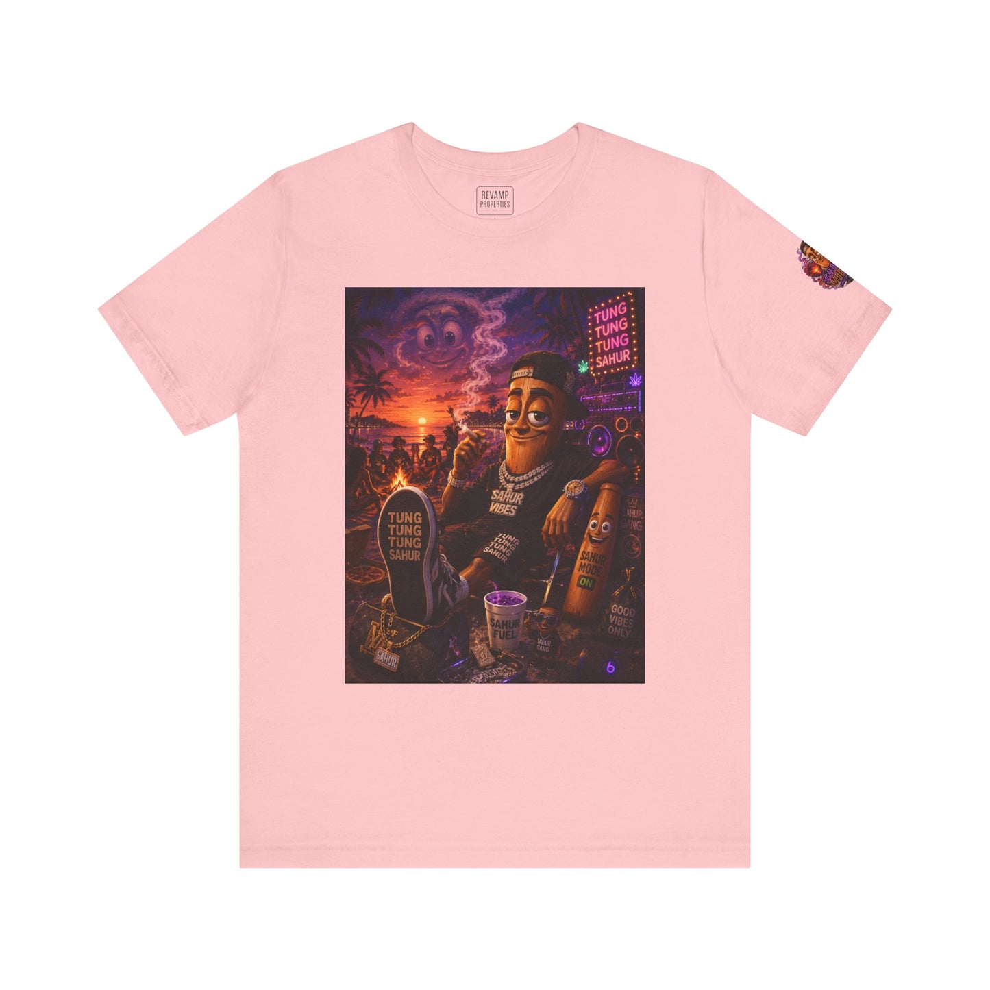 Tung Tung Tung Sahur Laid-Back Nightlife Graphic Tee — "Things Take Time" Urban Cartoon Design