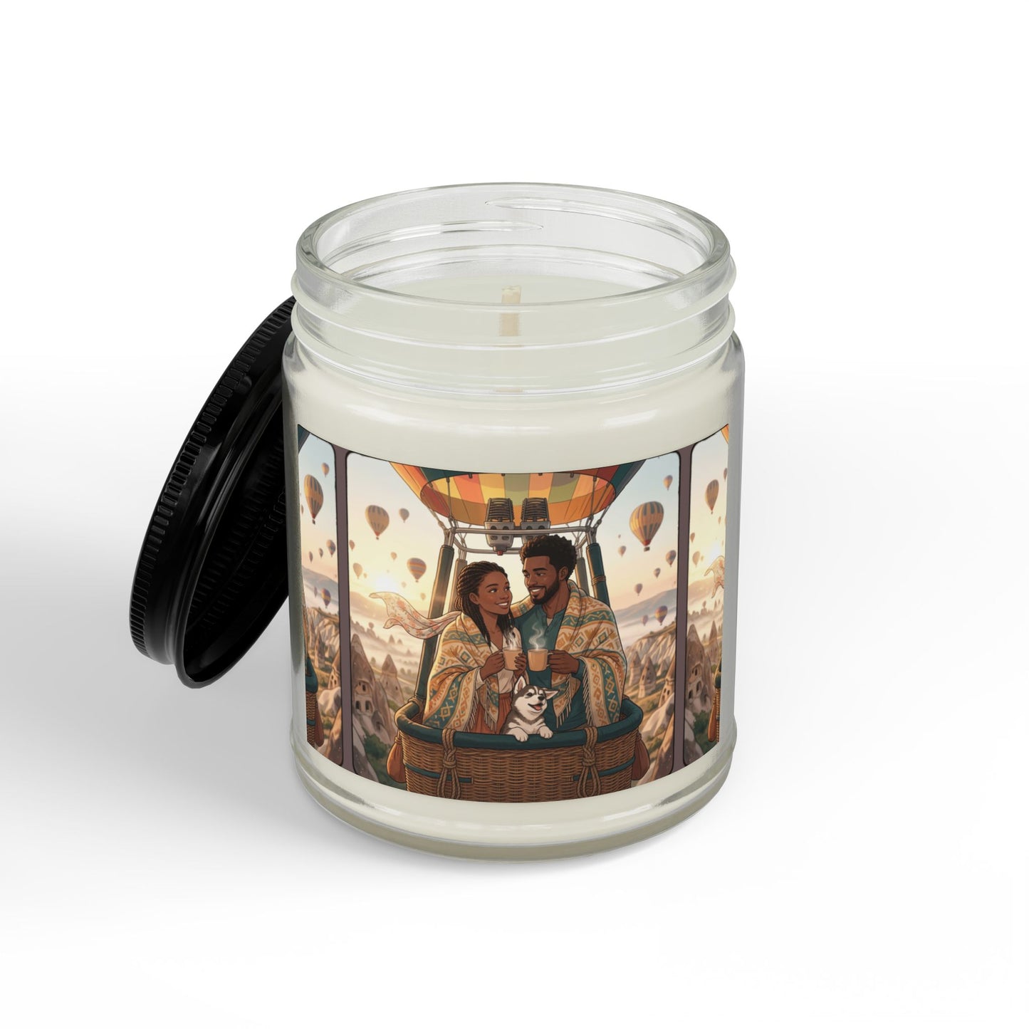 Scented Soy Candle — Hot Air Balloon Couple Design (4oz & 9oz)