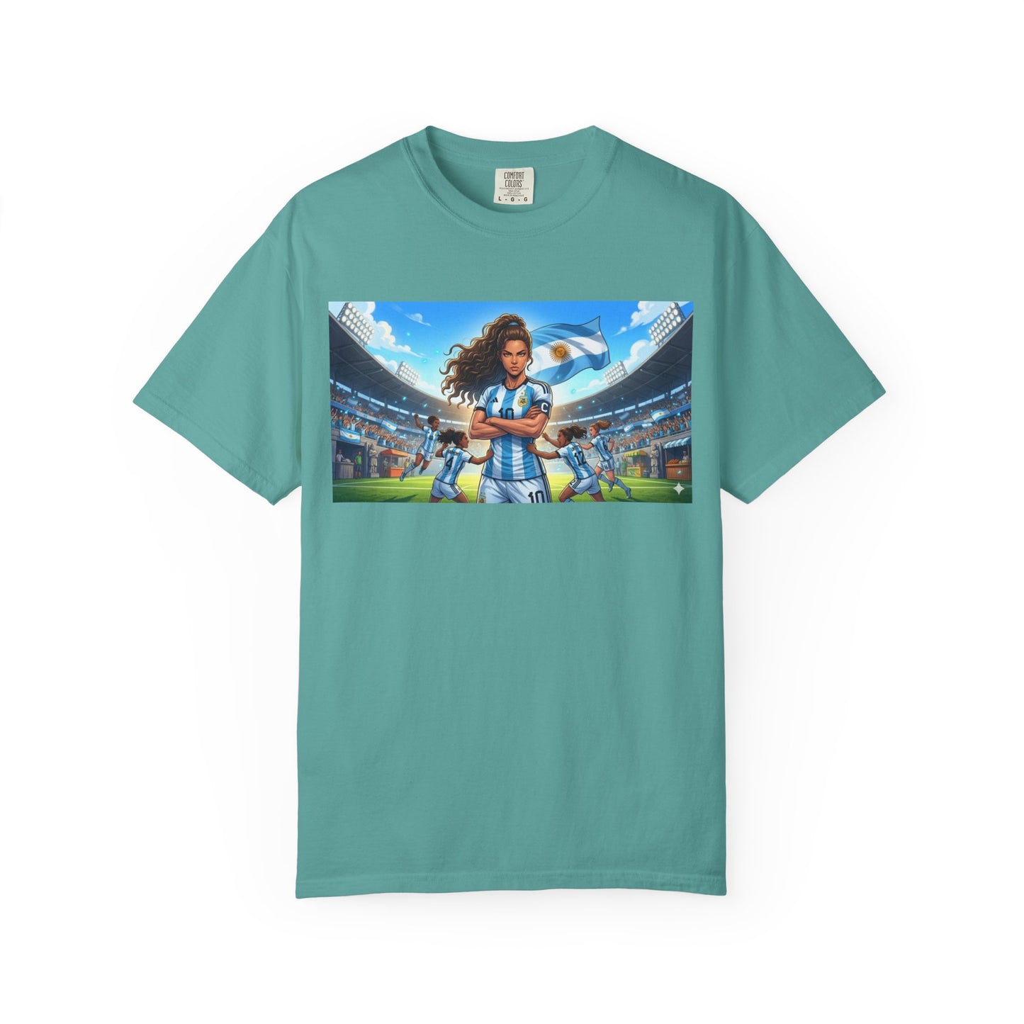 Argentina Soccer Heroine Stadium T-Shirt – Female Soccer Player Graphic Tee