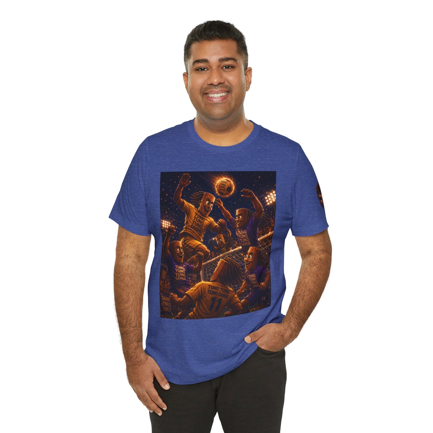 Tung Tung Tung Sahur Header Goal Soccer Action Graphic Tee — Team Court Night Design