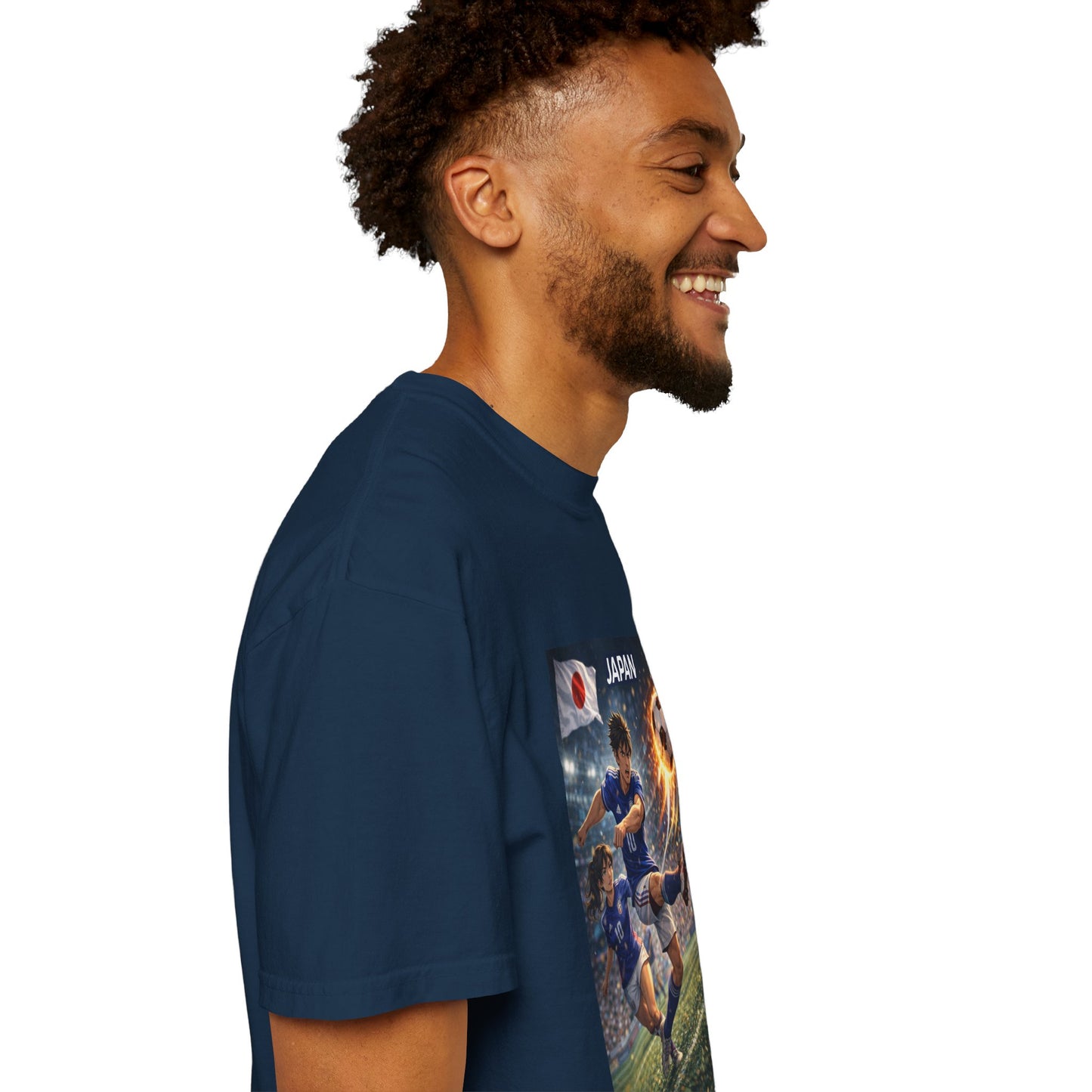 Japan Soccer Team Graphic T‑Shirt — Dynamic Football Players Design