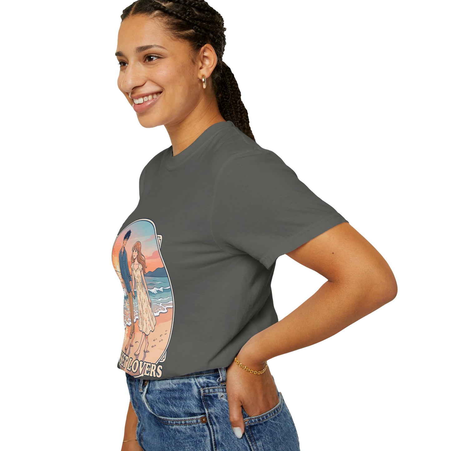 Sunset Lovers Beach T-Shirt — Romantic Couple Graphic Tee