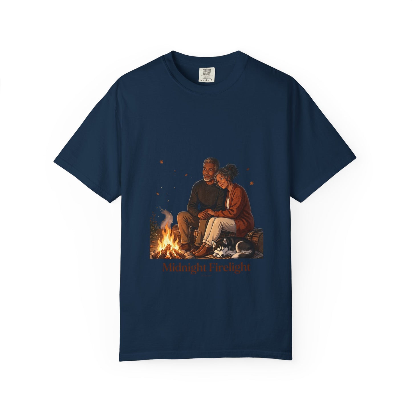 Midnight Firelight T-Shirt — Cozy Couple Campfire Graphic Tee