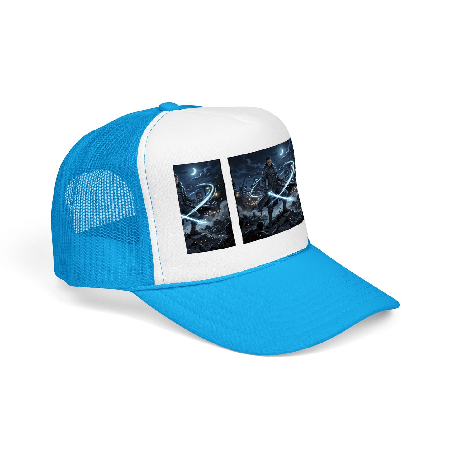 Trucker Hat — Neon Samurai Triptych Foam Trucker Cap