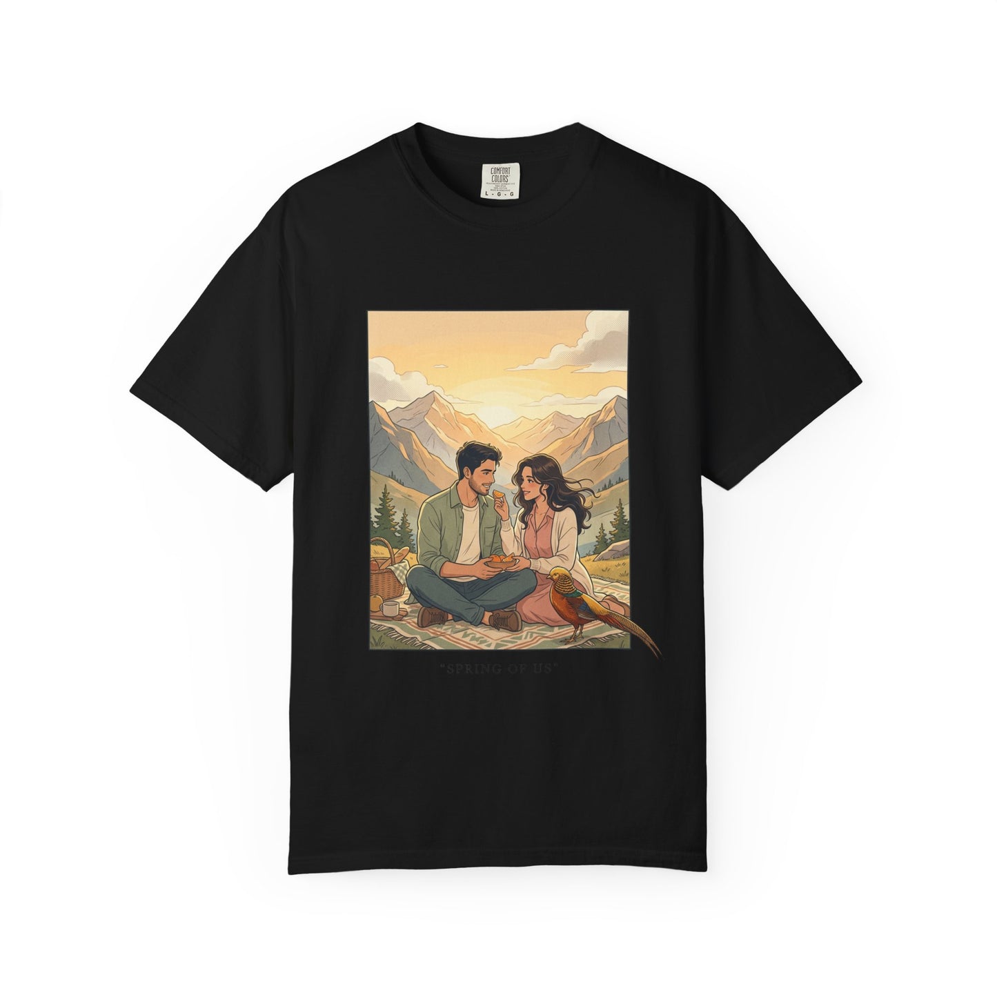 Couples Mountain Picnic T-Shirt — 'Opening Up' Scenic Graphic Tee