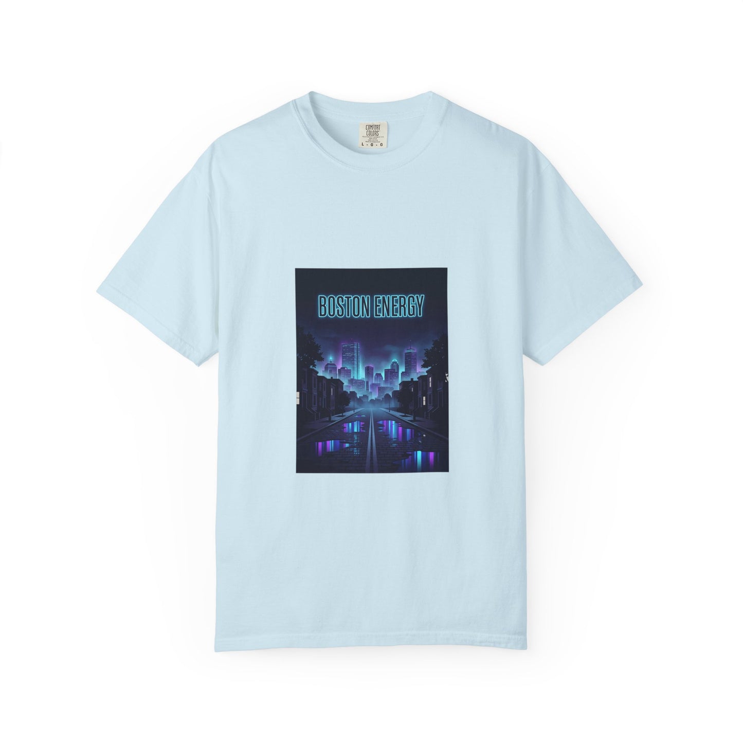 T-Shirt — "Boston Energy" Neon Cityscape Graphic Tee