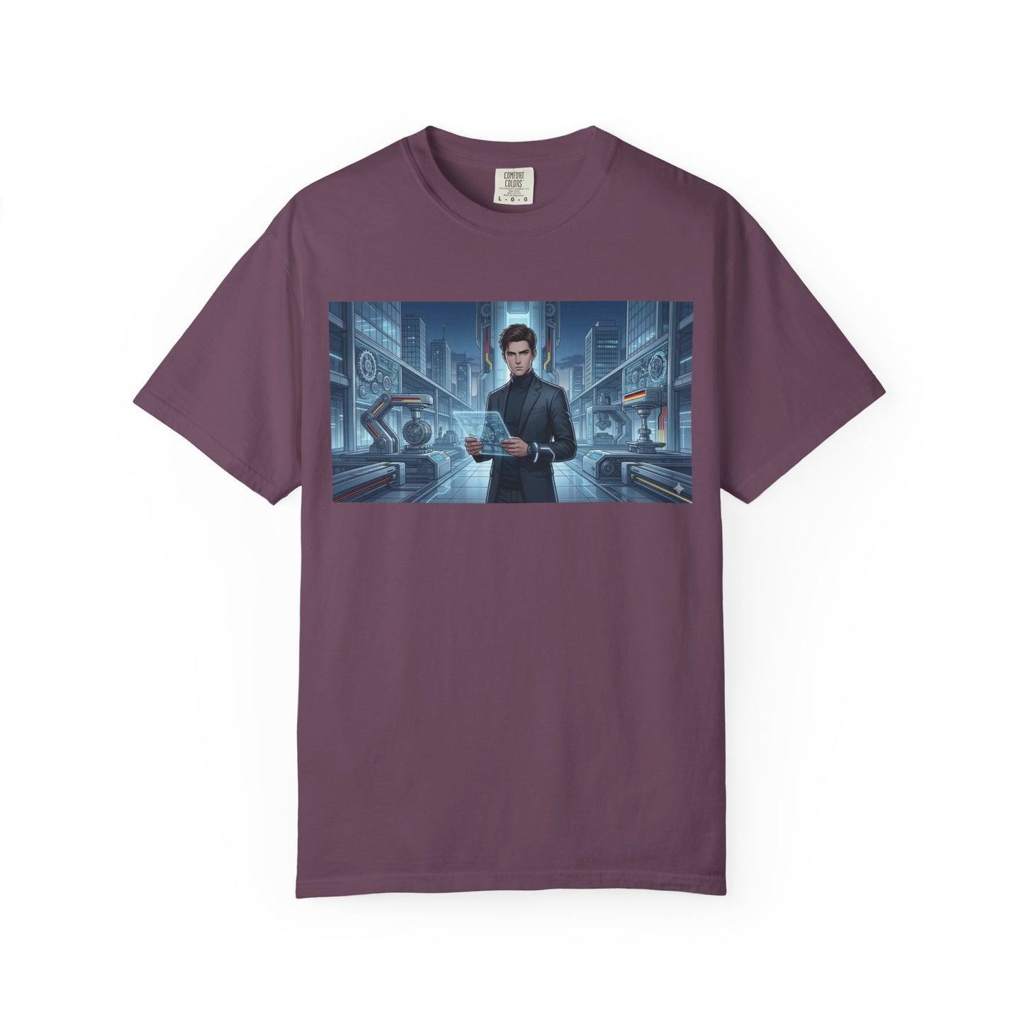 Cyberpunk Detective T-Shirt — Futuristic Noir Cityscape Graphic Tee