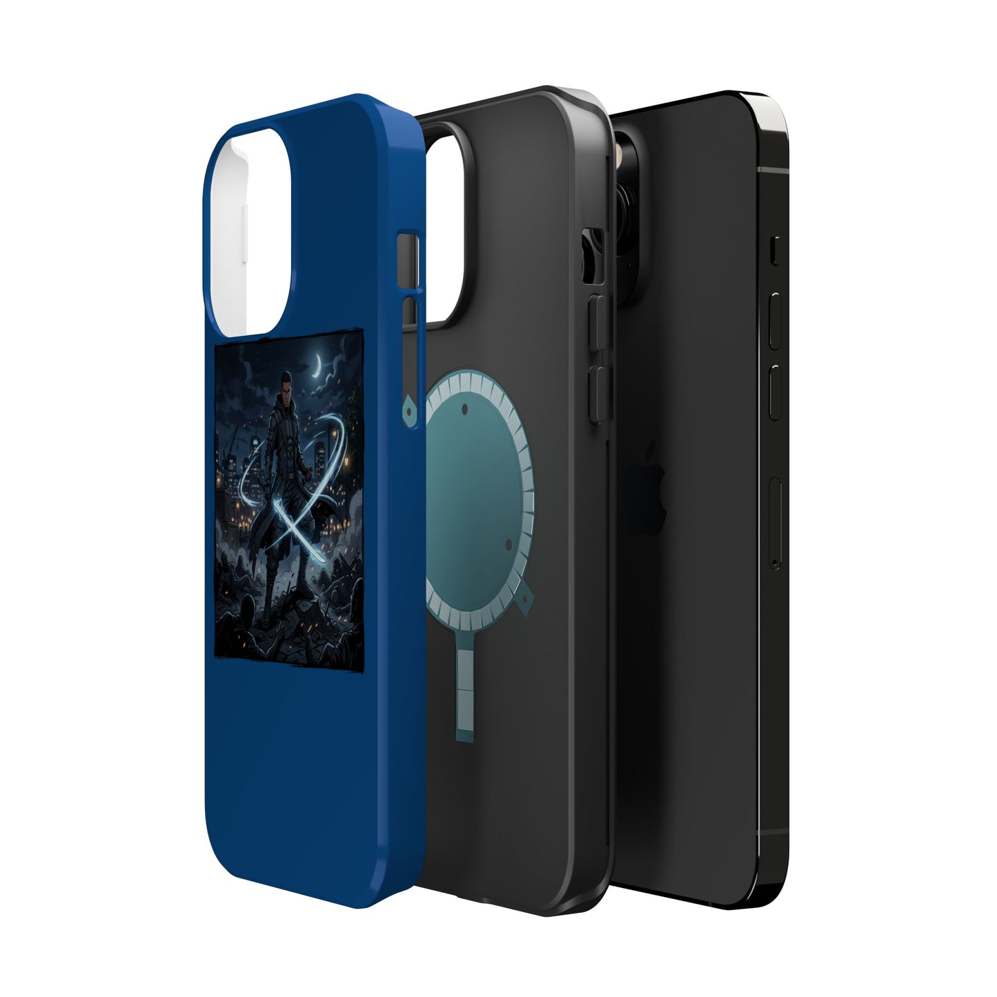 Magnetic Impact-Resistant Phone Case — Night Warrior Sci‑Fi Design