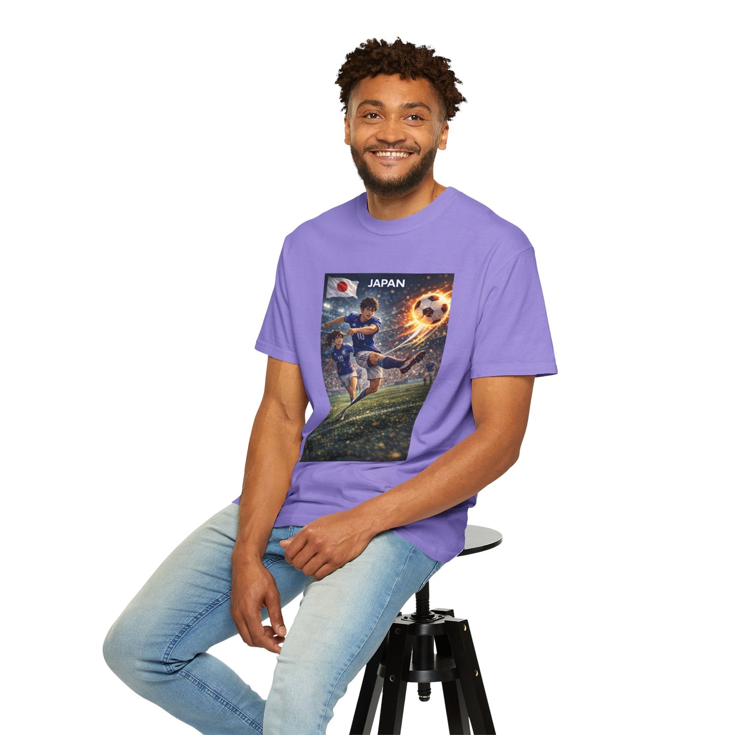 Japan Soccer Team Graphic T‑Shirt — Dynamic Football Players Design