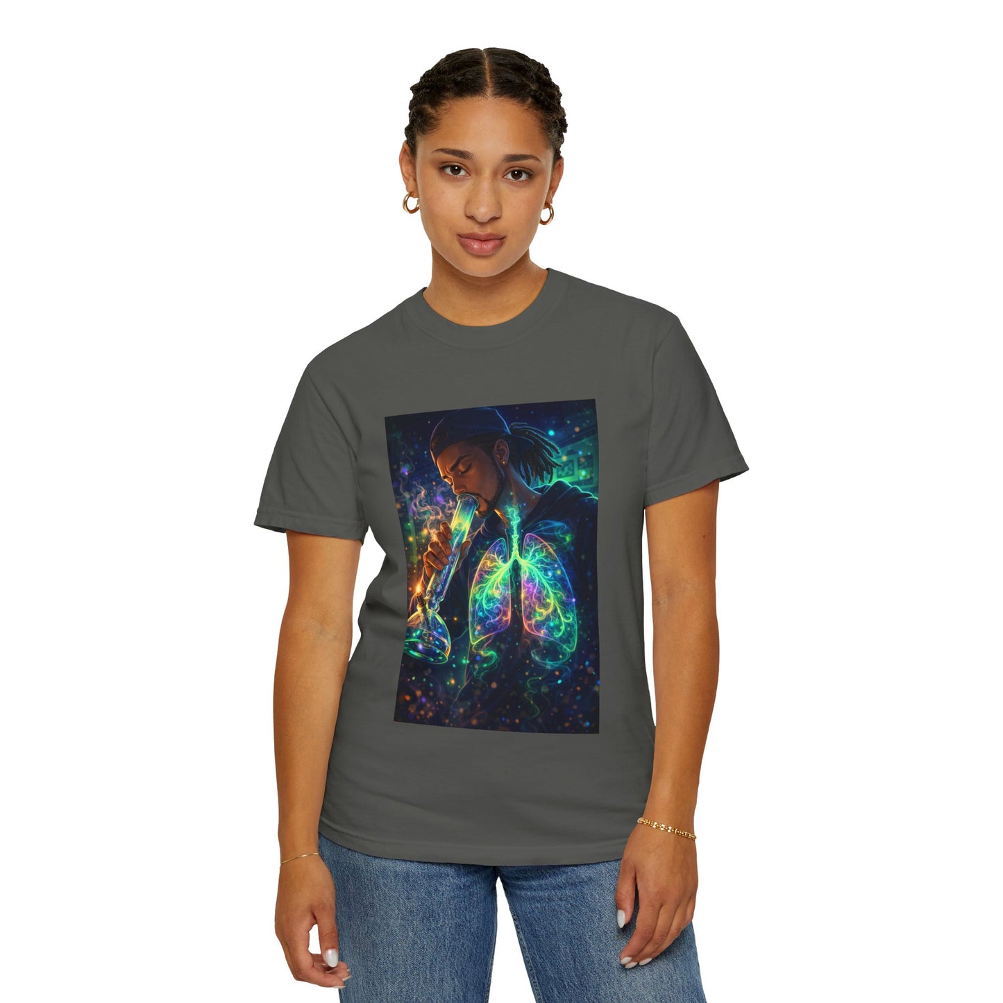 Cosmic Lungs T-Shirt — Neon Anatomical Art Tee