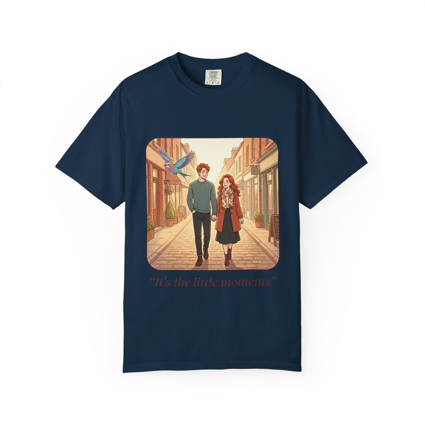 Romantic Stroll T-Shirt — “It’s the little moments” Couple Illustration Tee