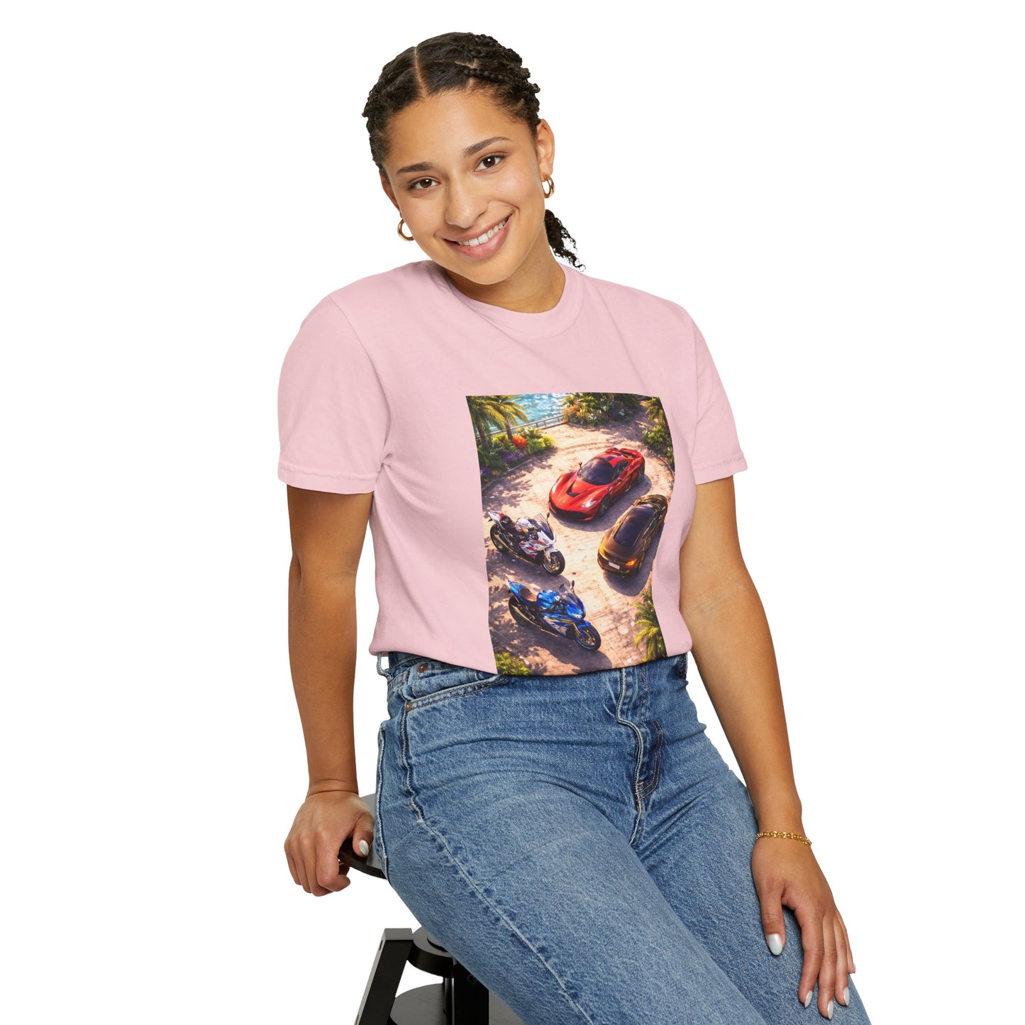 MULTI-VEHICLE - T-Shirt — Tropical Sports Cars & Motorbikes Print