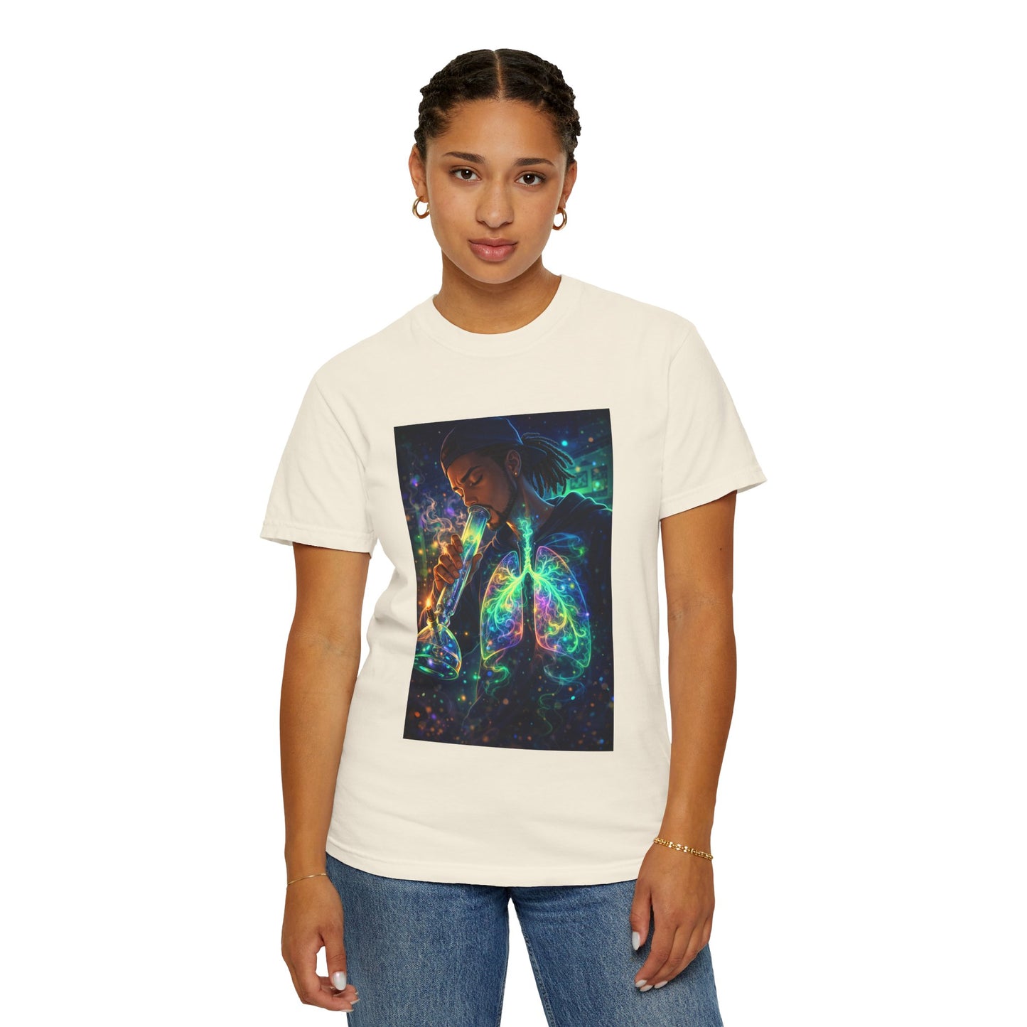 Cosmic Lungs T-Shirt — Neon Anatomical Art Tee