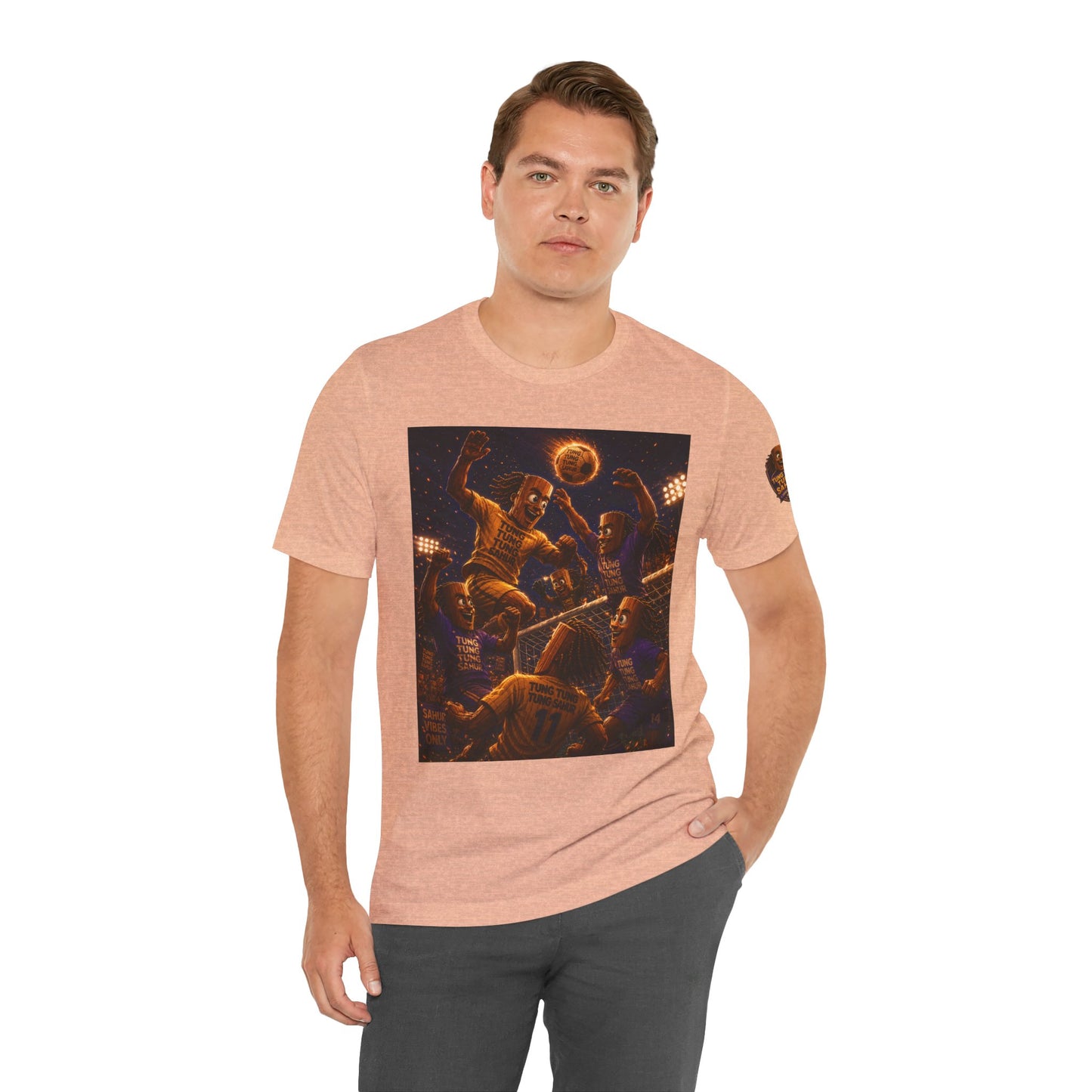 Tung Tung Tung Sahur Header Goal Soccer Action Graphic Tee — Team Court Night Design