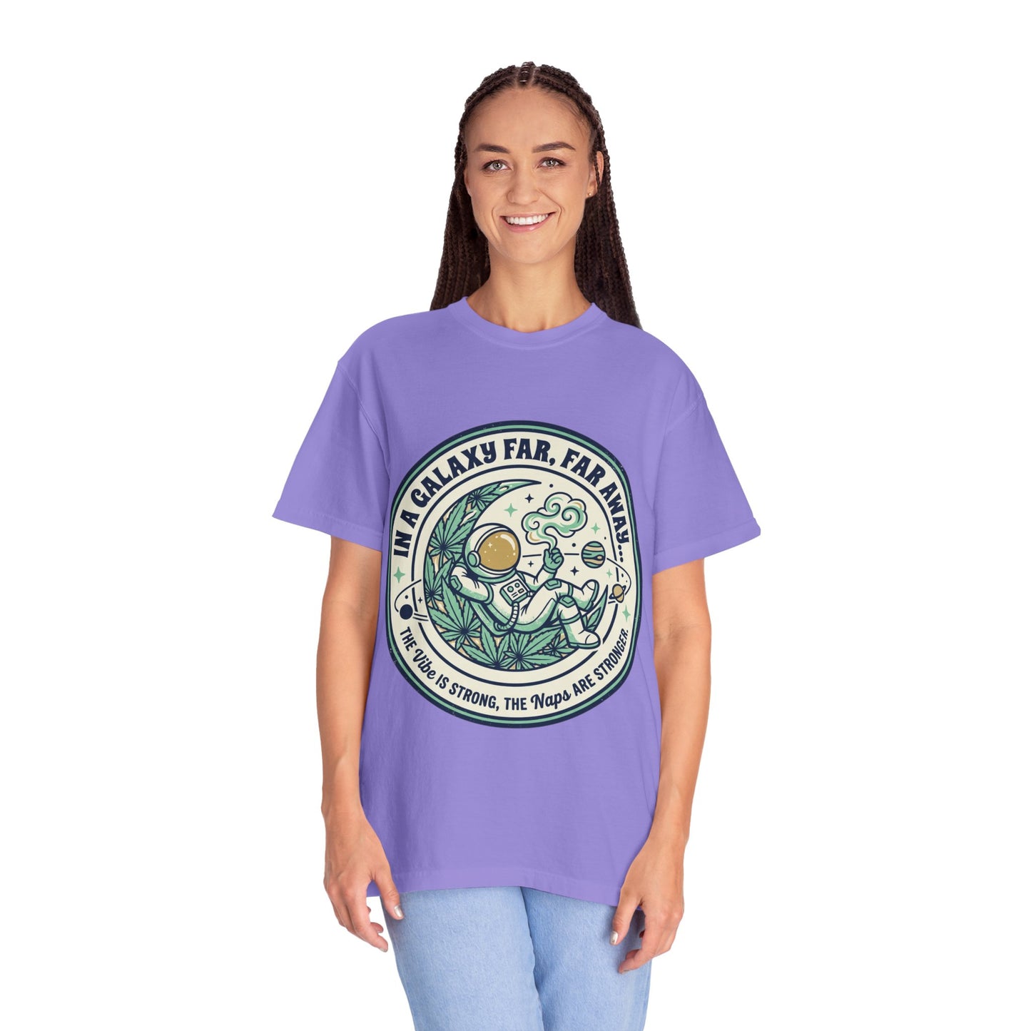 T-Shirt — "In a Galaxy Far, Far Away" Retro Space Nap Graphic Tee