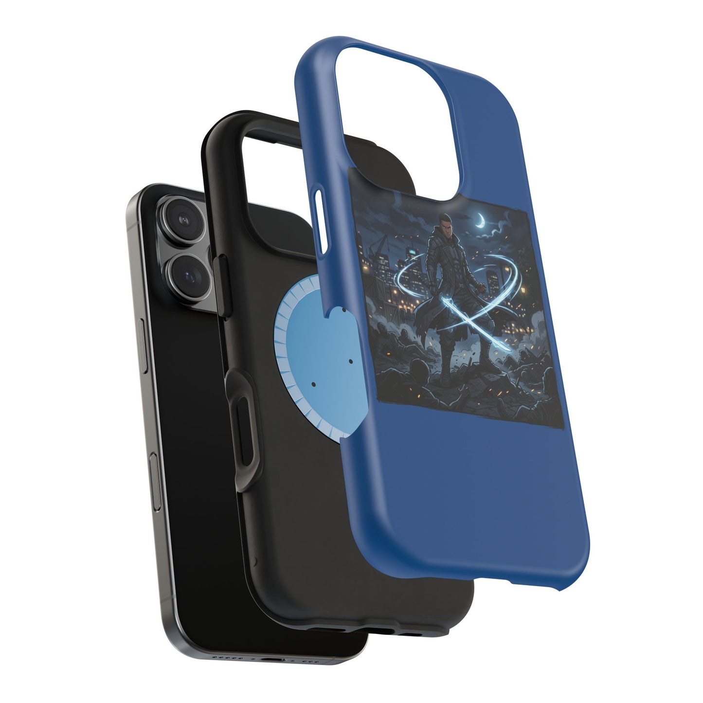 Magnetic Impact-Resistant Phone Case — Night Warrior Sci‑Fi Design