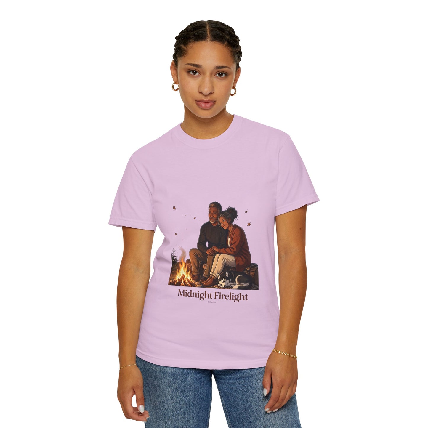 Midnight Firelight T-Shirt — Cozy Couple Campfire Graphic Tee