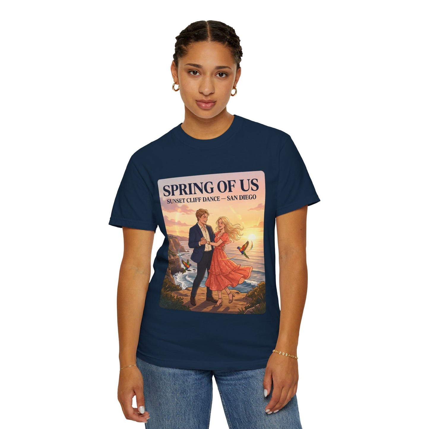 Spring of Us T‑Shirt — Sunset Cliff Dance San Diego Vintage Romance Tee