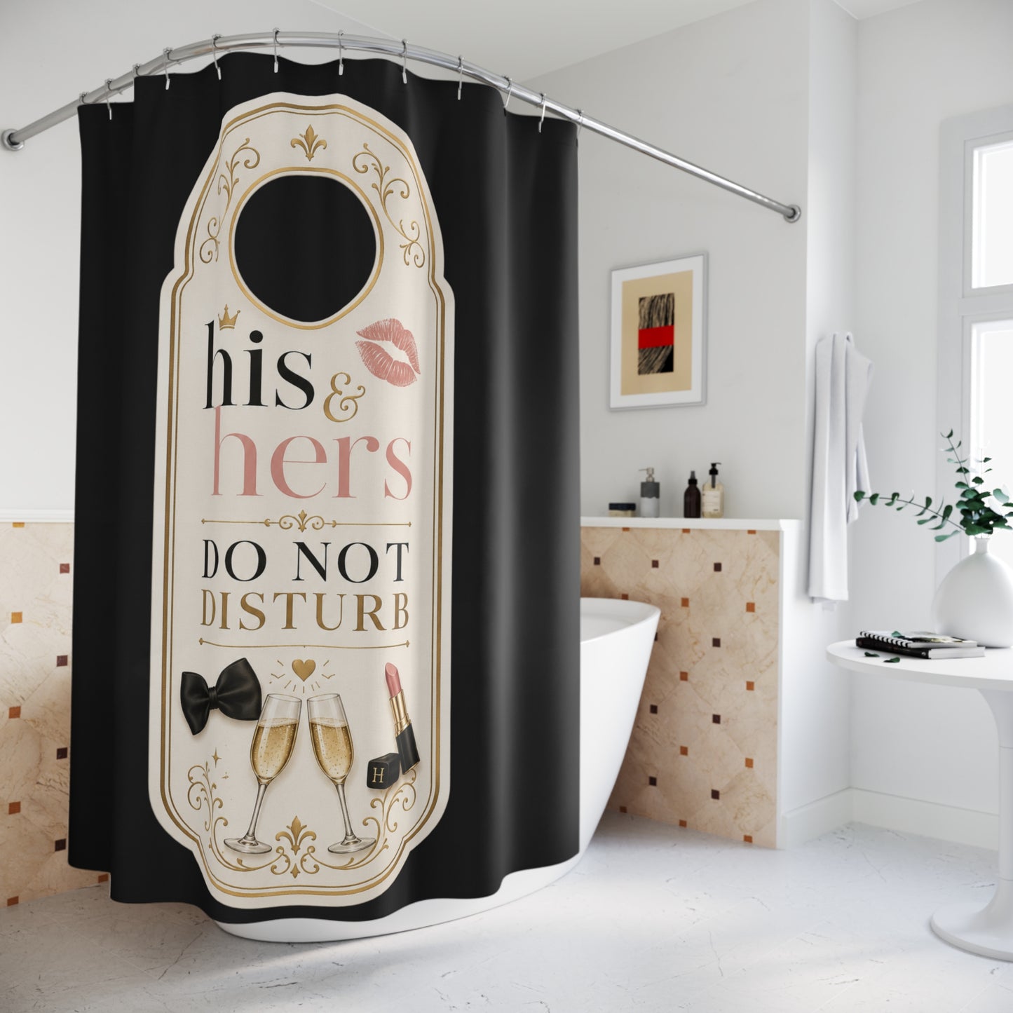 His & Hers 'Do Not Disturb' Shower Curtain – Luxury Couples Bathroom Decor
