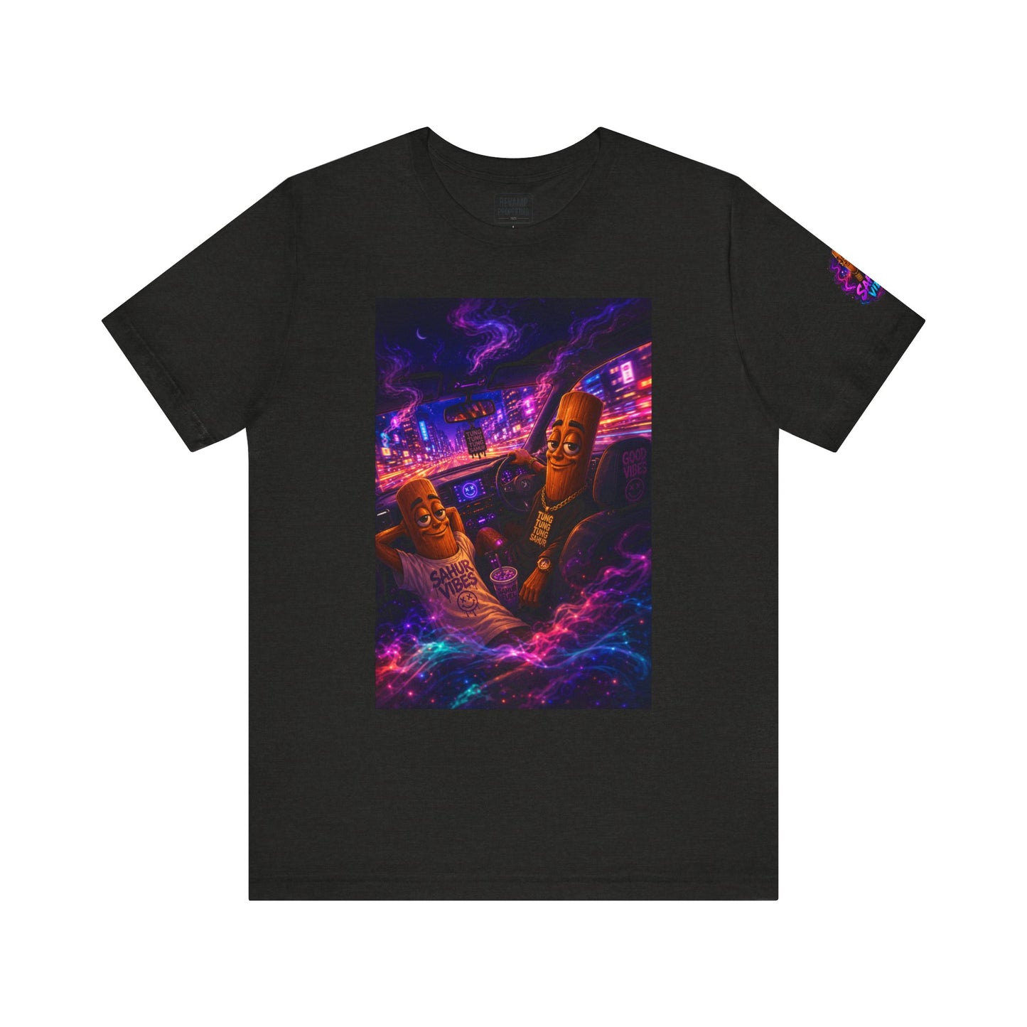 Tung Tung Tung Sahur Who Ride Like Us T-Shirt — Night Cruise Vaporwave Graphic Tee