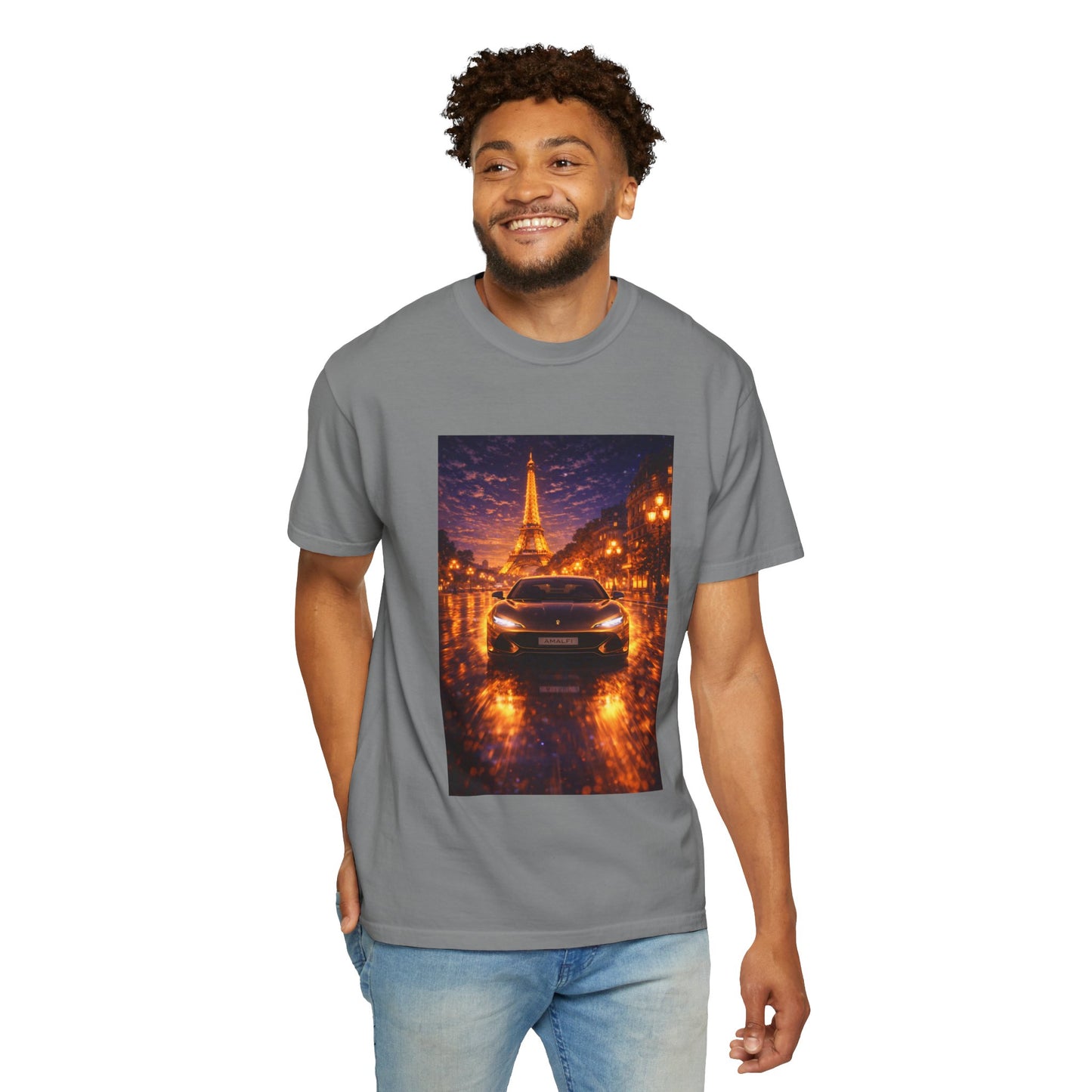 Paris Night Drive T-Shirt — Eiffel Tower Car Scene