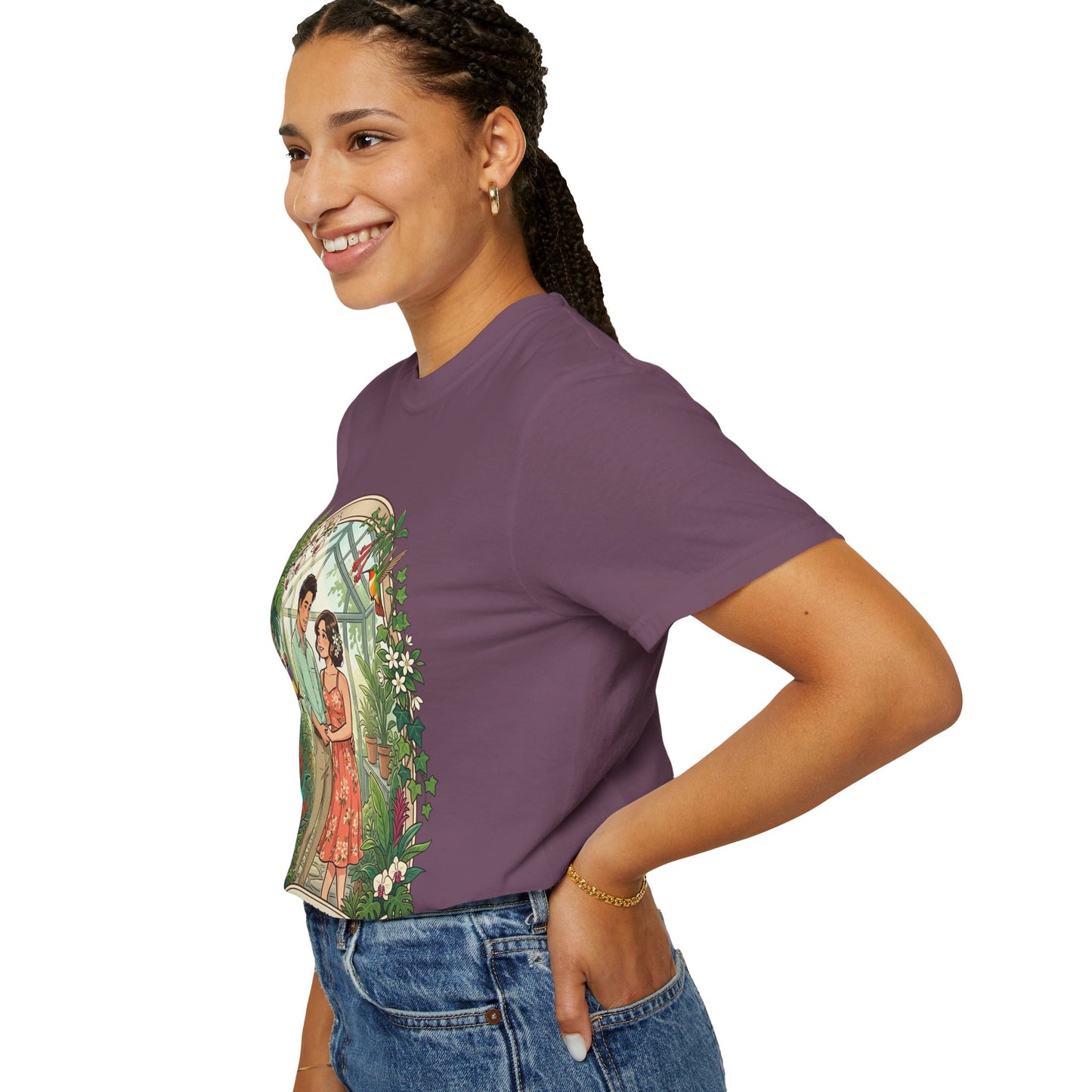 Romantic Greenhouse Couples T-Shirt — “Love Grows Where We Nurture It”