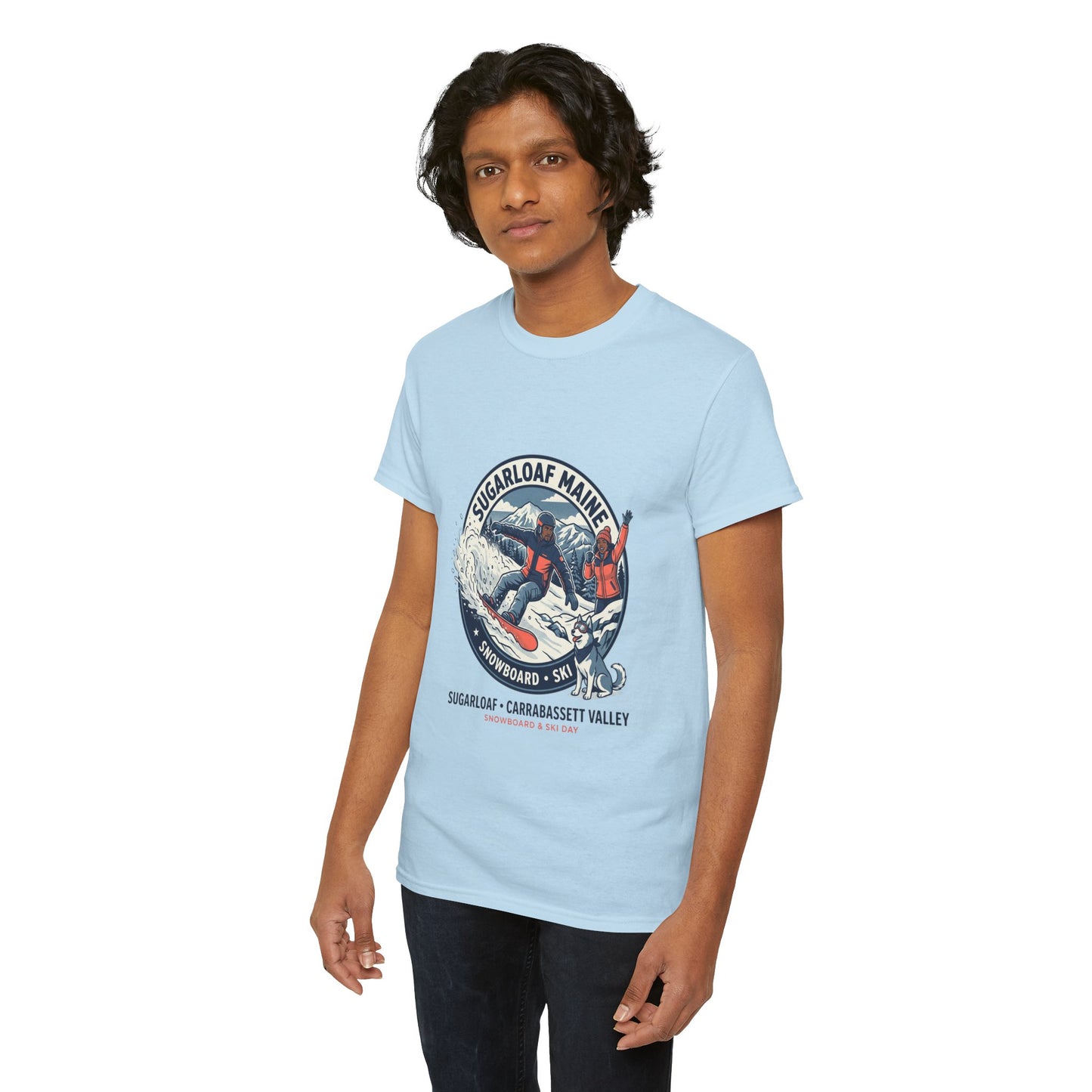 Sugarloaf Maine Snowboard & Ski T‑Shirt — Sugarloaf‑Carrabassett Valley Retro Graphic Tee