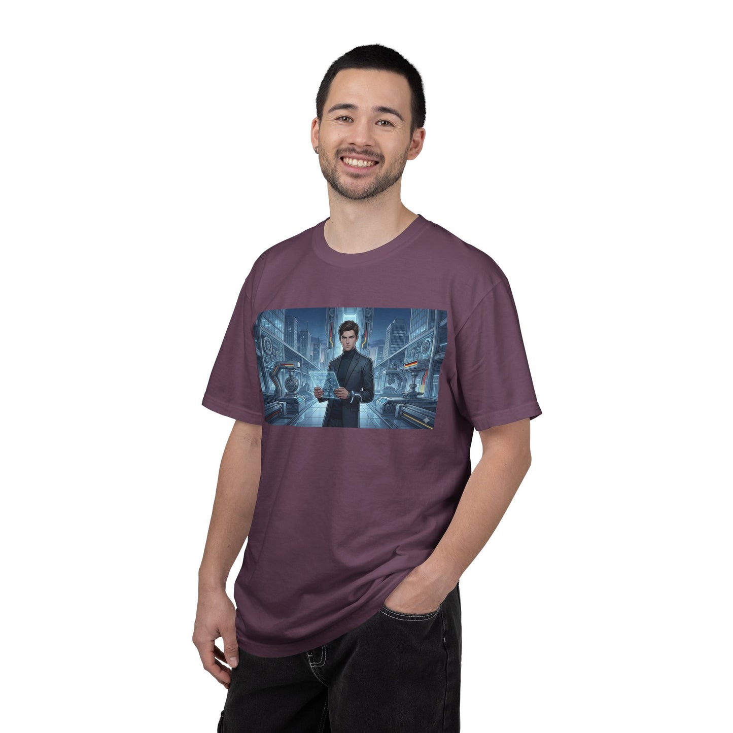 Cyberpunk Detective T-Shirt — Futuristic Noir Cityscape Graphic Tee