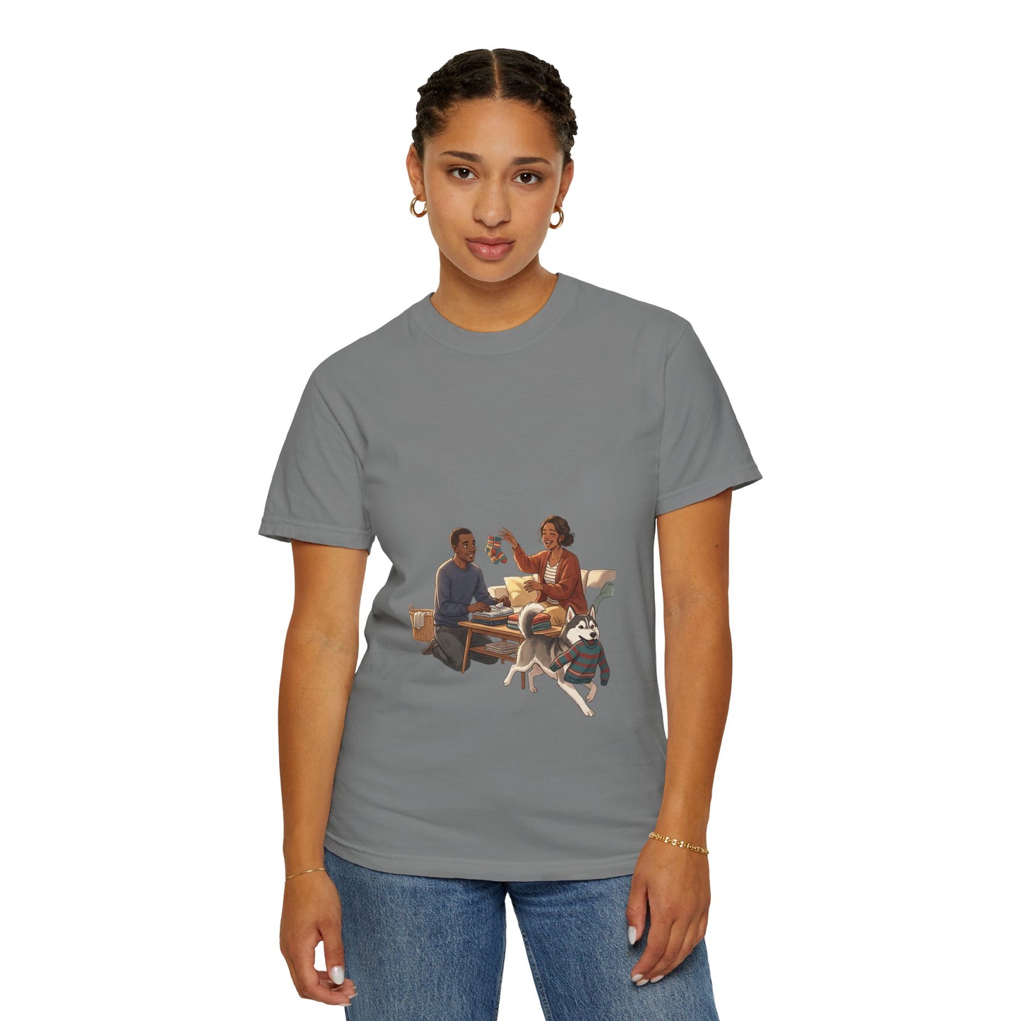 Picnic Cheers T-Shirt — Vintage Couple & Dog Illustration Tee
