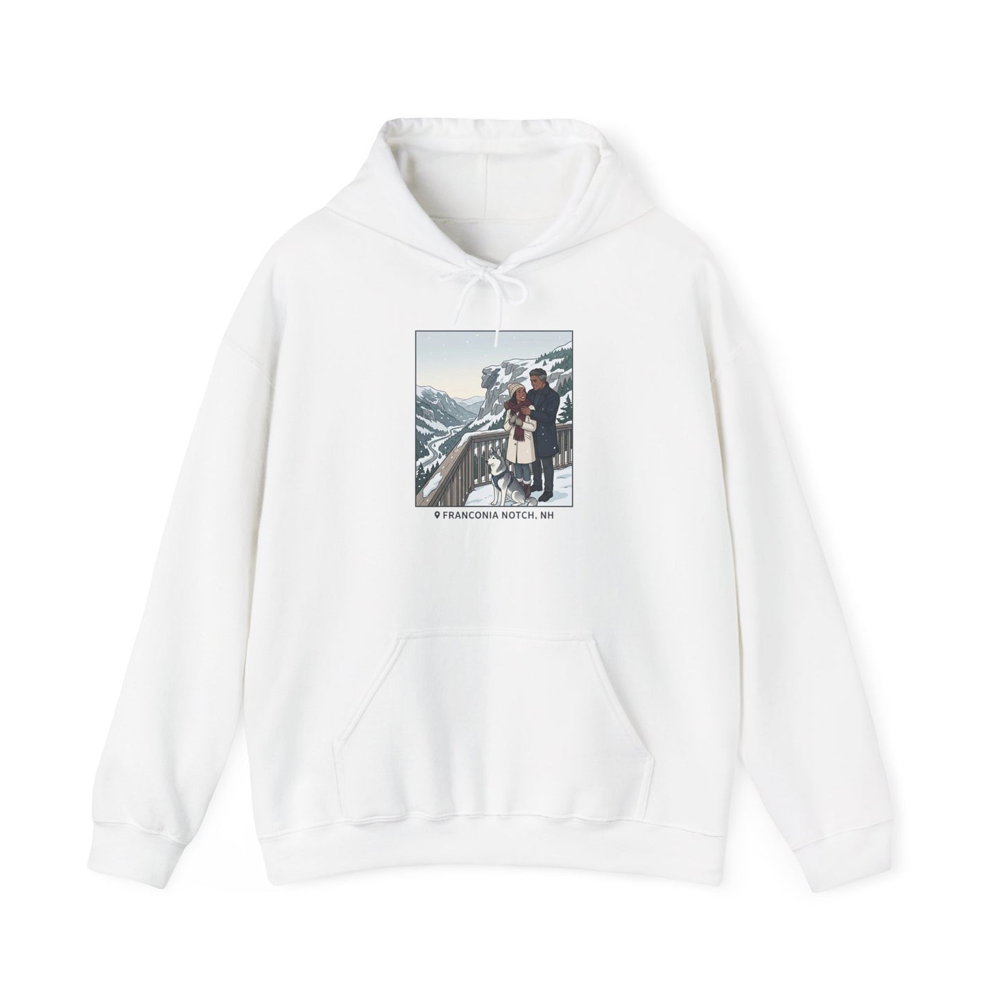 Winter Couple Photo Hoodie — Vintage Alps Travel Graphic Sweatshirt
