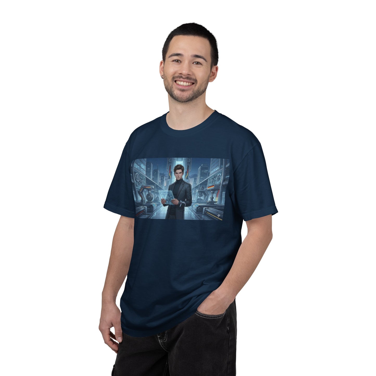 Cyberpunk Detective T-Shirt — Futuristic Noir Cityscape Graphic Tee